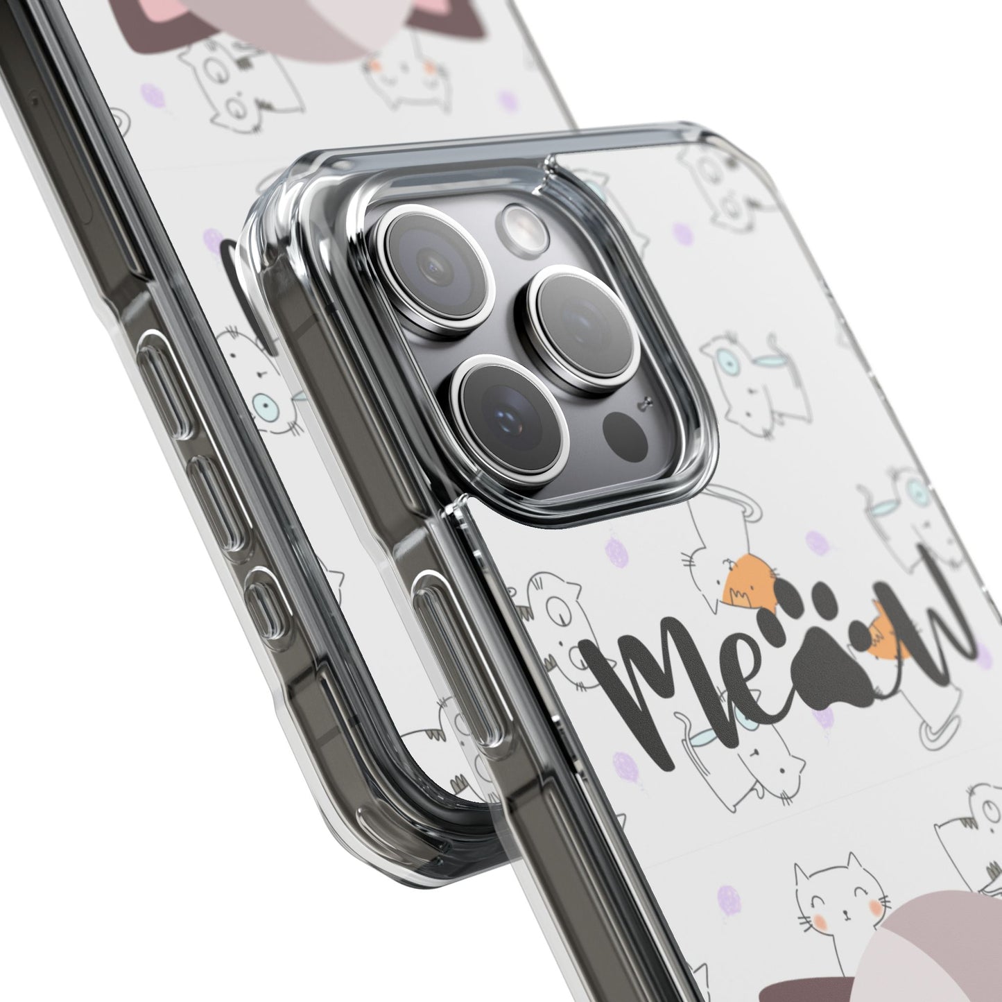 Cute Cat Magnetic Phone Case – “Meow” Design | Pet Lover Gift | iPhone 14–16 Series | Cat Mom Essential by Pawsy Prints