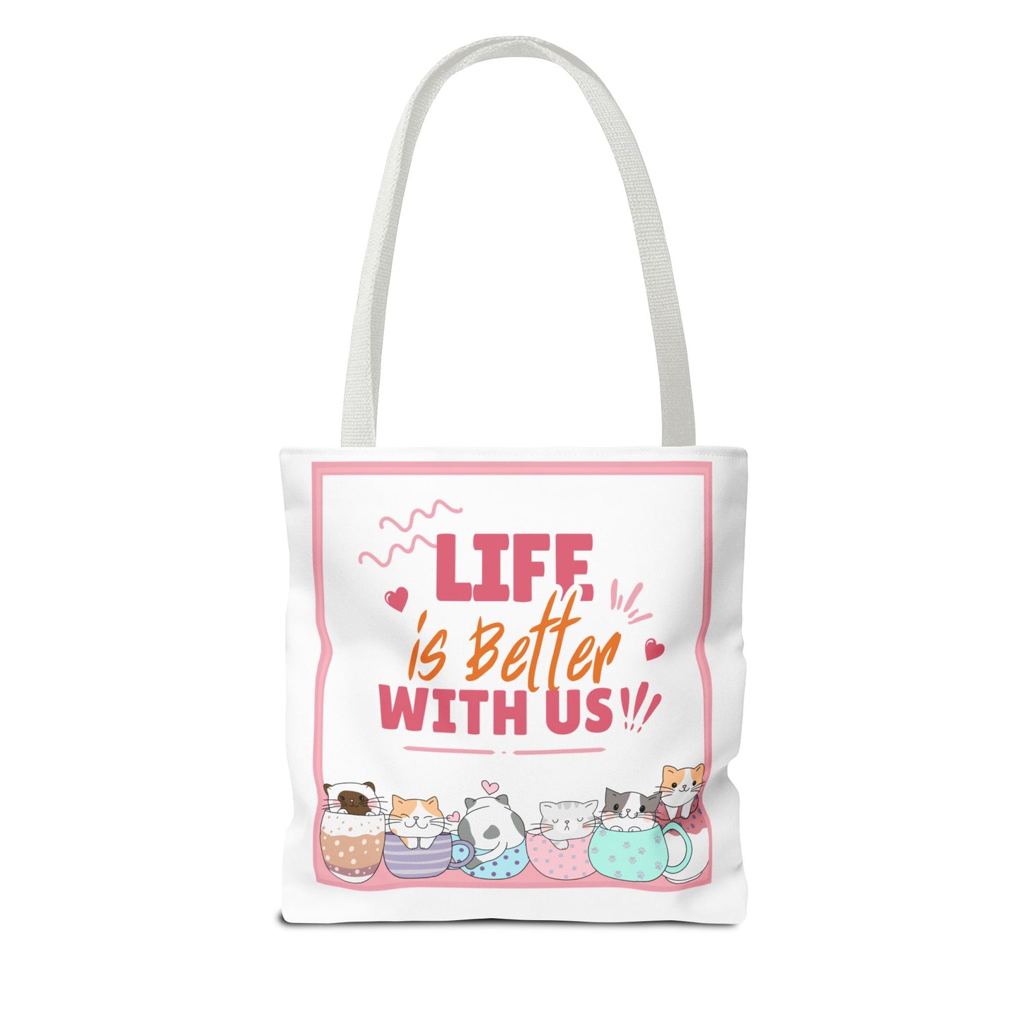Whimsical Cat Tote Bag - "Life is Better with Us" - Cute Pet Lover Gift, Eco-Friendly Shopping Bag, Fun Summer Accessory, Stylish [...]