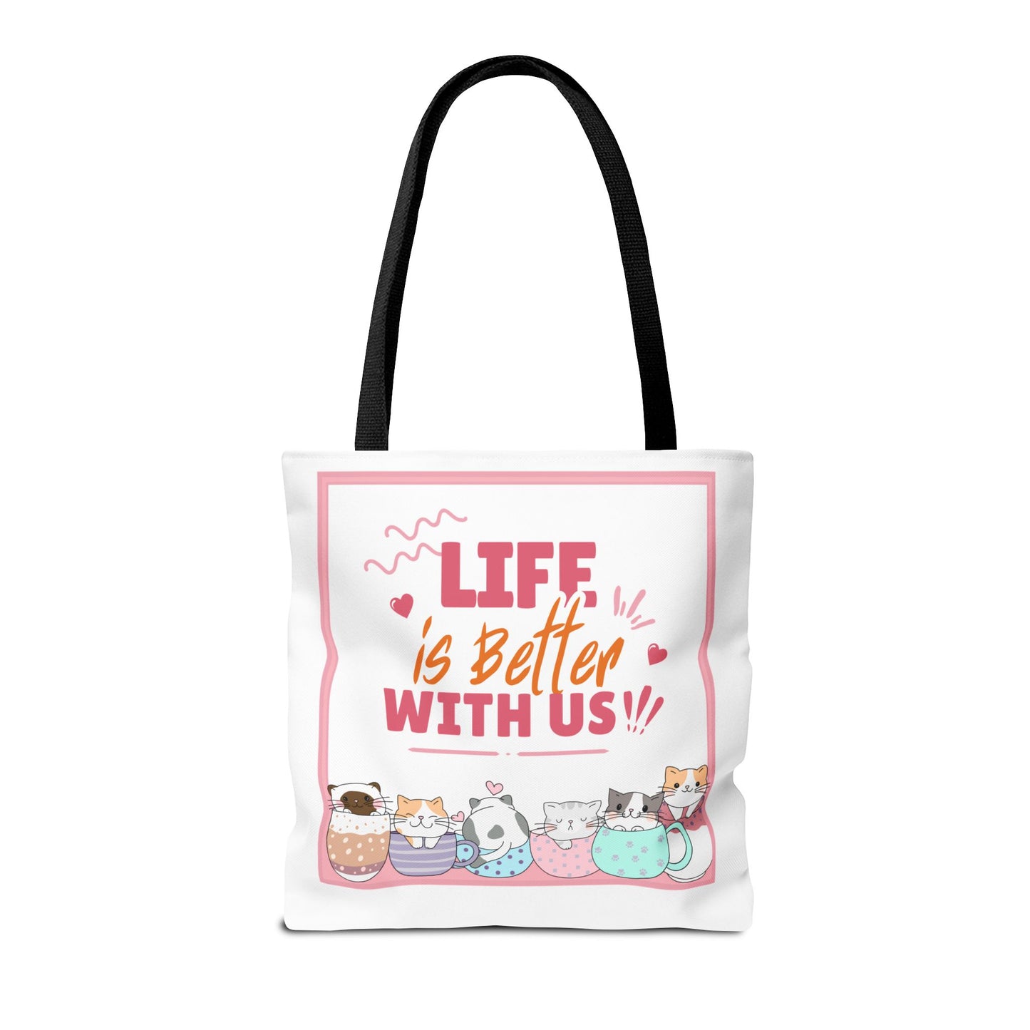 Whimsical Cat Tote Bag - "Life is Better with Us" - Cute Pet Lover Gift, Eco-Friendly Shopping Bag, Fun Summer Accessory, Stylish [...]