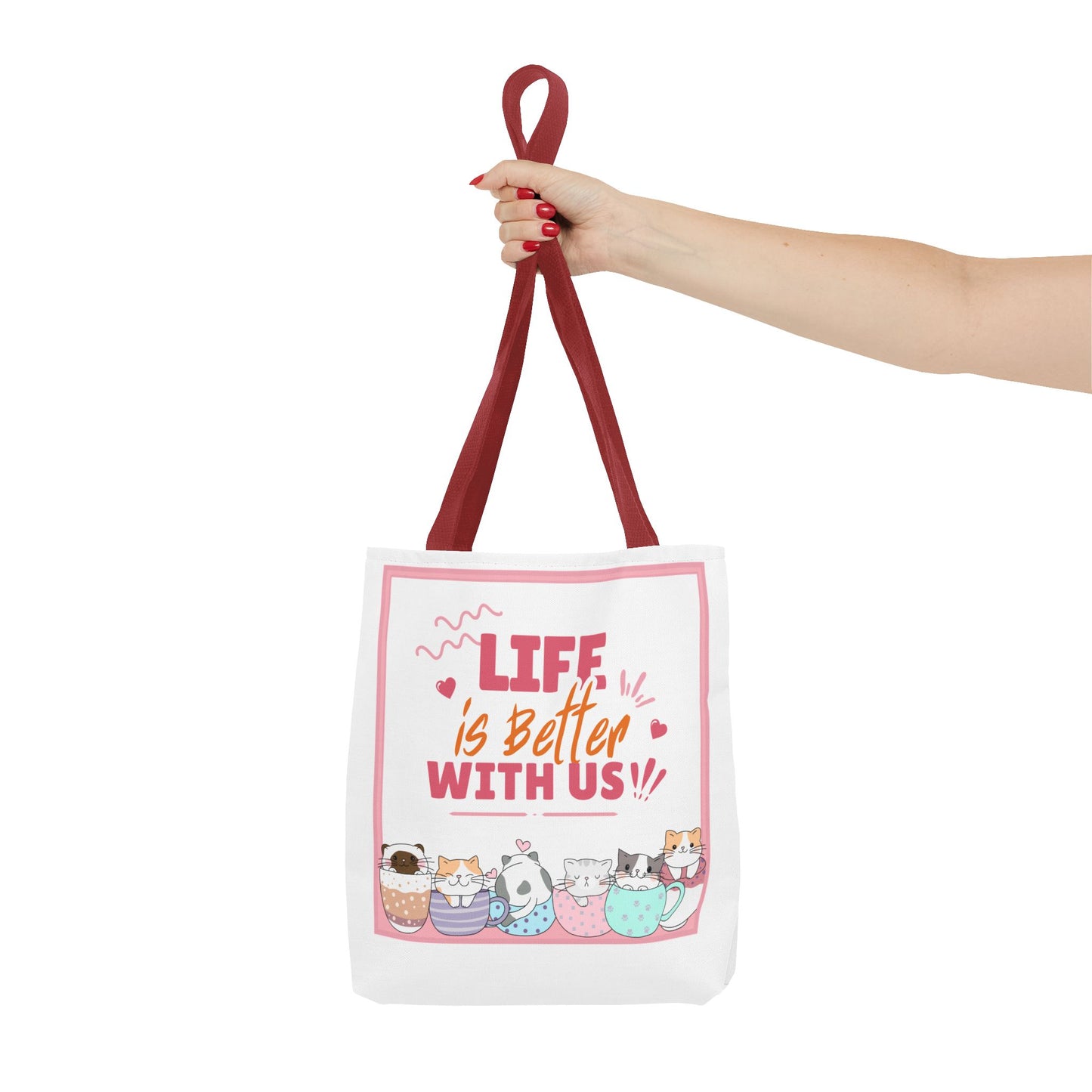 Whimsical Cat Tote Bag - "Life is Better with Us" - Cute Pet Lover Gift, Eco-Friendly Shopping Bag, Fun Summer Accessory, Stylish [...]