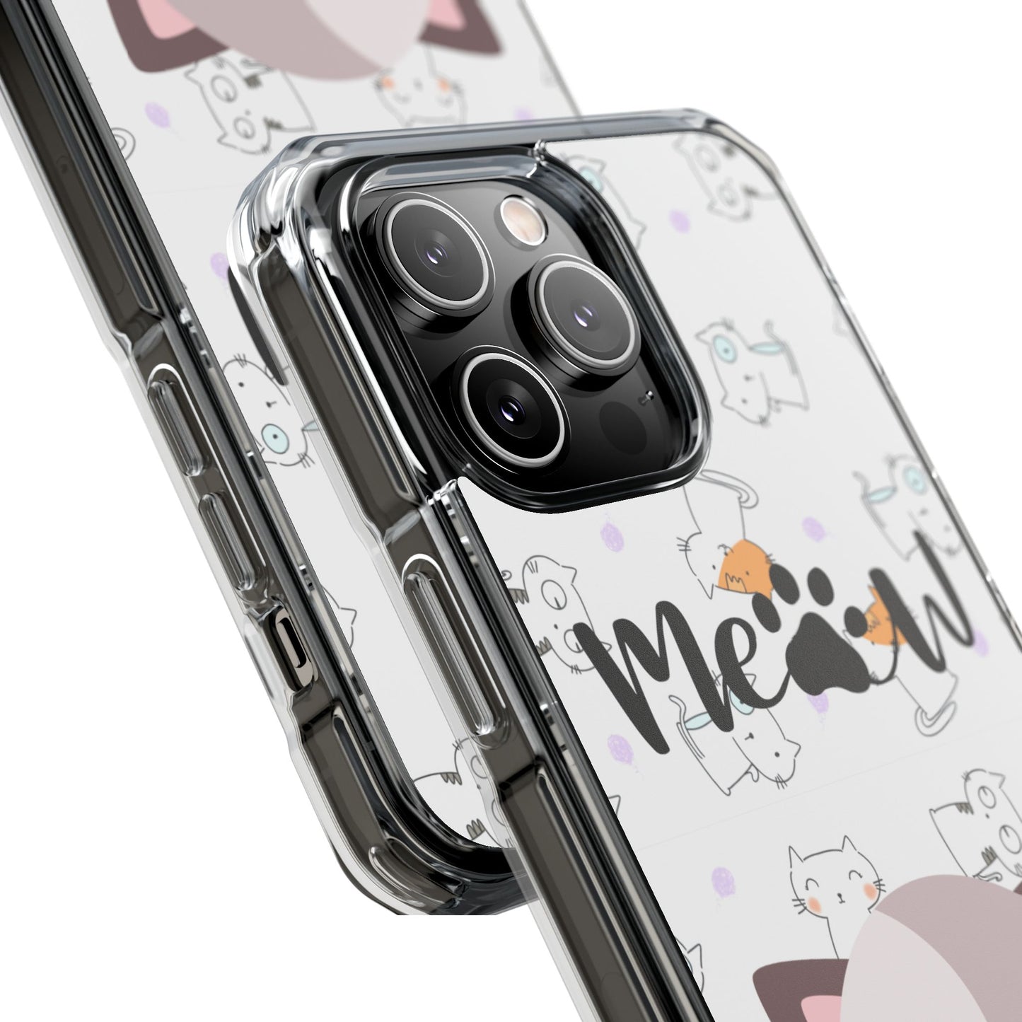 Cute Cat Magnetic Phone Case – “Meow” Design | Pet Lover Gift | iPhone 14–16 Series | Cat Mom Essential by Pawsy Prints