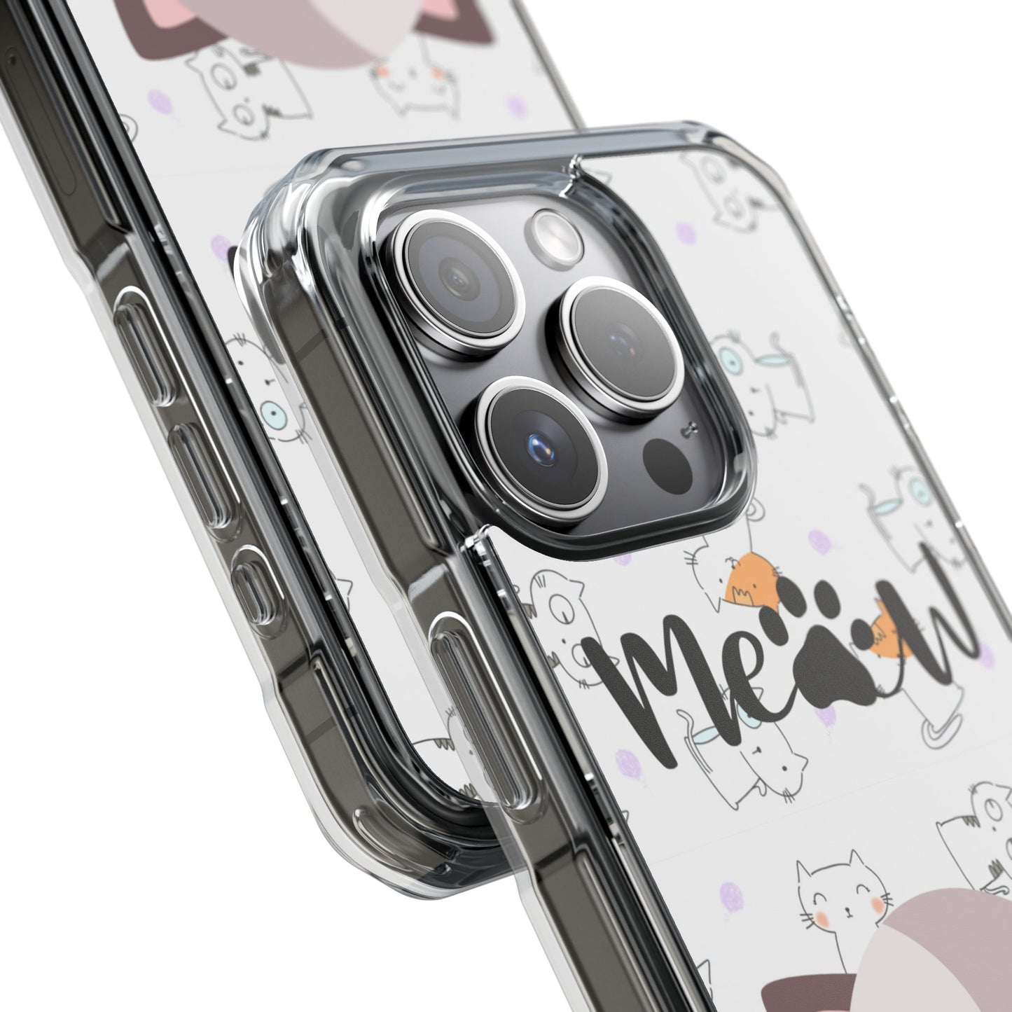 Cute Cat Magnetic Phone Case – “Meow” Design | Pet Lover Gift | iPhone 14–16 Series | Cat Mom Essential by Pawsy Prints