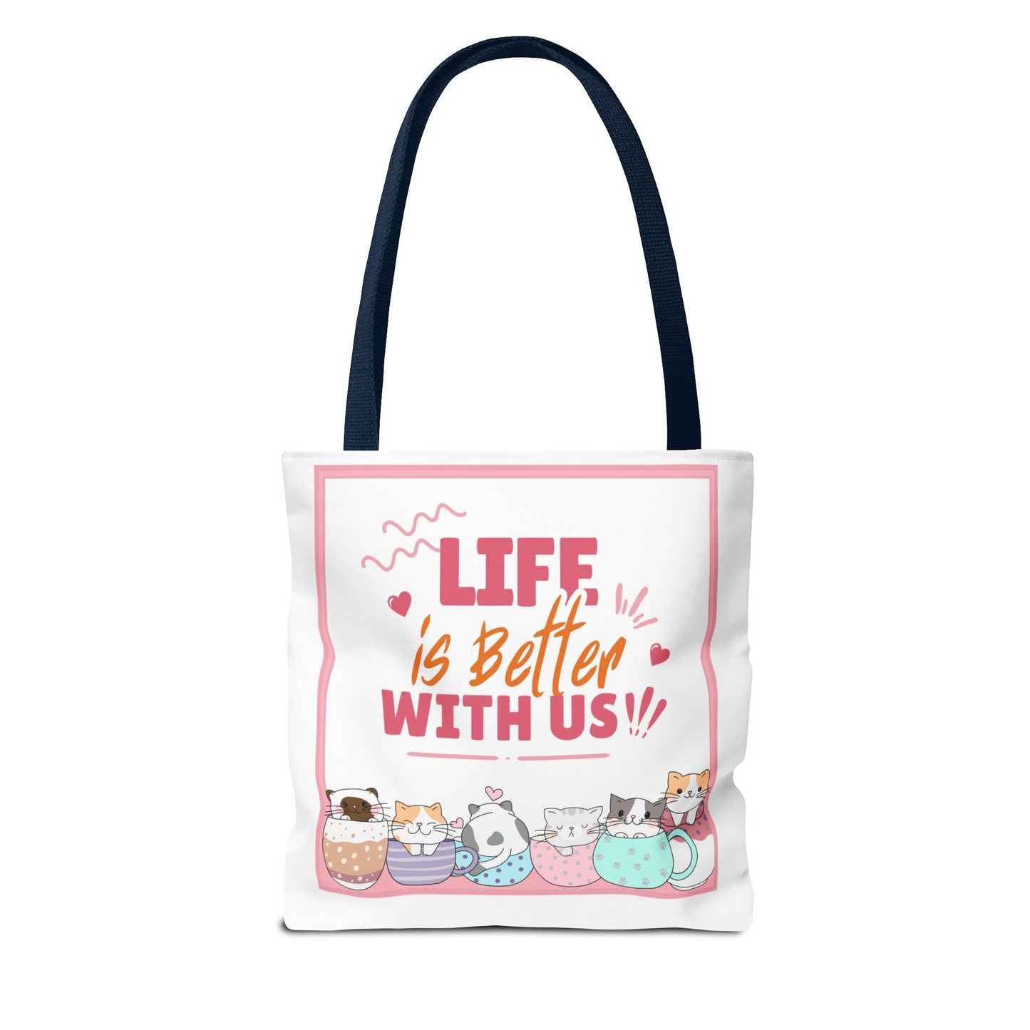 Whimsical Cat Tote Bag - "Life is Better with Us" - Cute Pet Lover Gift, Eco-Friendly Shopping Bag, Fun Summer Accessory, Stylish [...]
