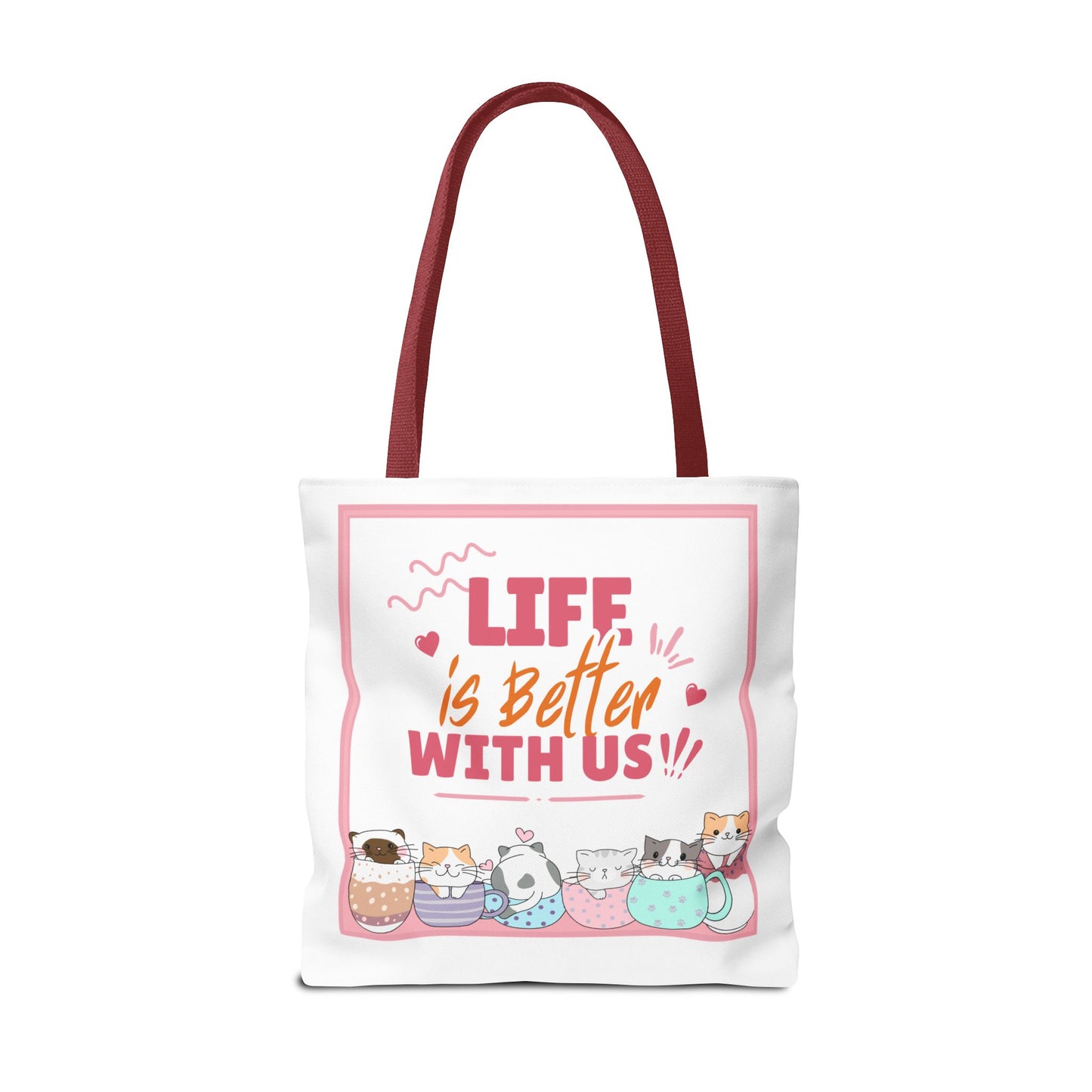 Whimsical Cat Tote Bag - "Life is Better with Us" - Cute Pet Lover Gift, Eco-Friendly Shopping Bag, Fun Summer Accessory, Stylish [...]