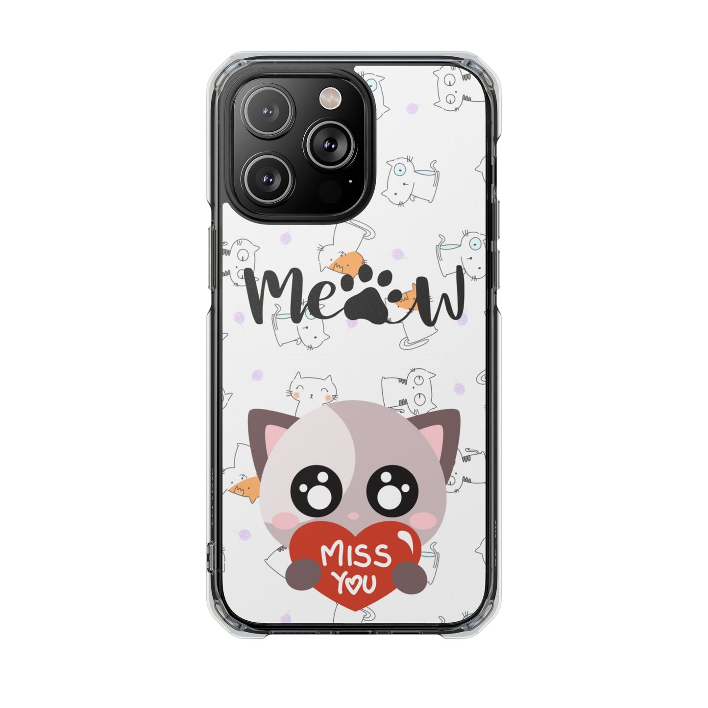 Cute Cat Magnetic Phone Case – “Meow” Design | Pet Lover Gift | iPhone 14–16 Series | Cat Mom Essential by Pawsy Prints