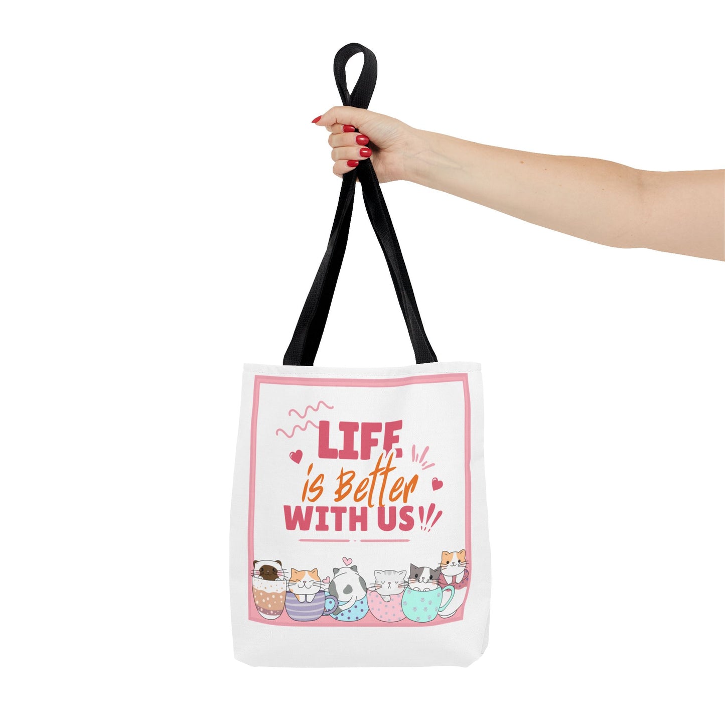 Whimsical Cat Tote Bag - "Life is Better with Us" - Cute Pet Lover Gift, Eco-Friendly Shopping Bag, Fun Summer Accessory, Stylish [...]