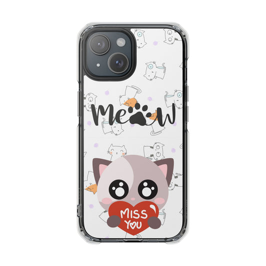 Cute Cat Magnetic Phone Case – “Meow” Design | Pet Lover Gift | iPhone 14–16 Series | Cat Mom Essential by Pawsy Prints