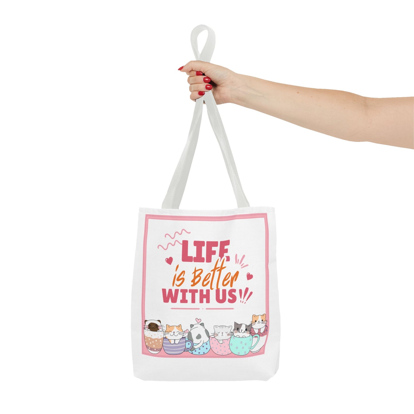 Whimsical Cat Tote Bag - "Life is Better with Us" - Cute Pet Lover Gift, Eco-Friendly Shopping Bag, Fun Summer Accessory, Stylish [...]