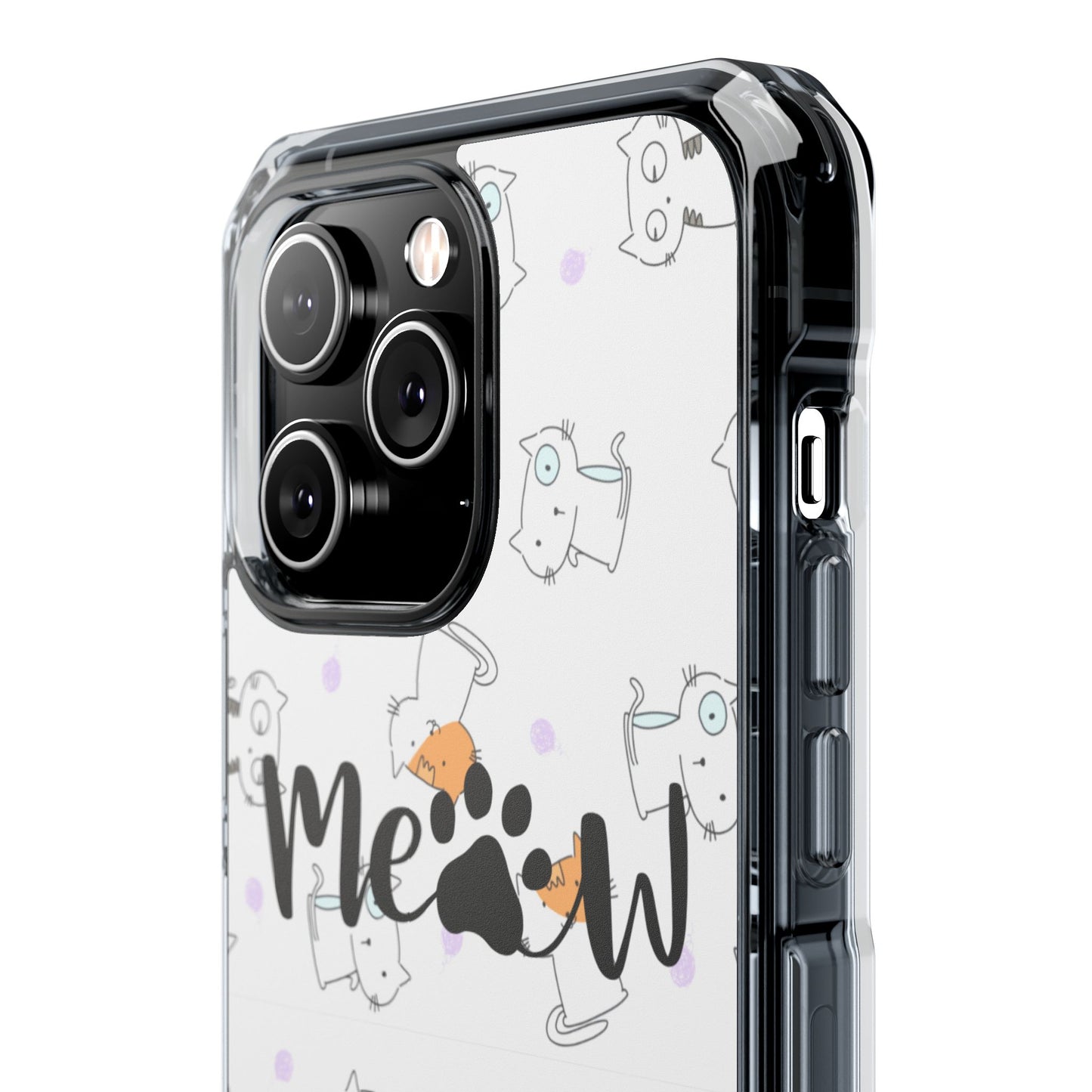 Cute Cat Magnetic Phone Case – “Meow” Design | Pet Lover Gift | iPhone 14–16 Series | Cat Mom Essential by Pawsy Prints