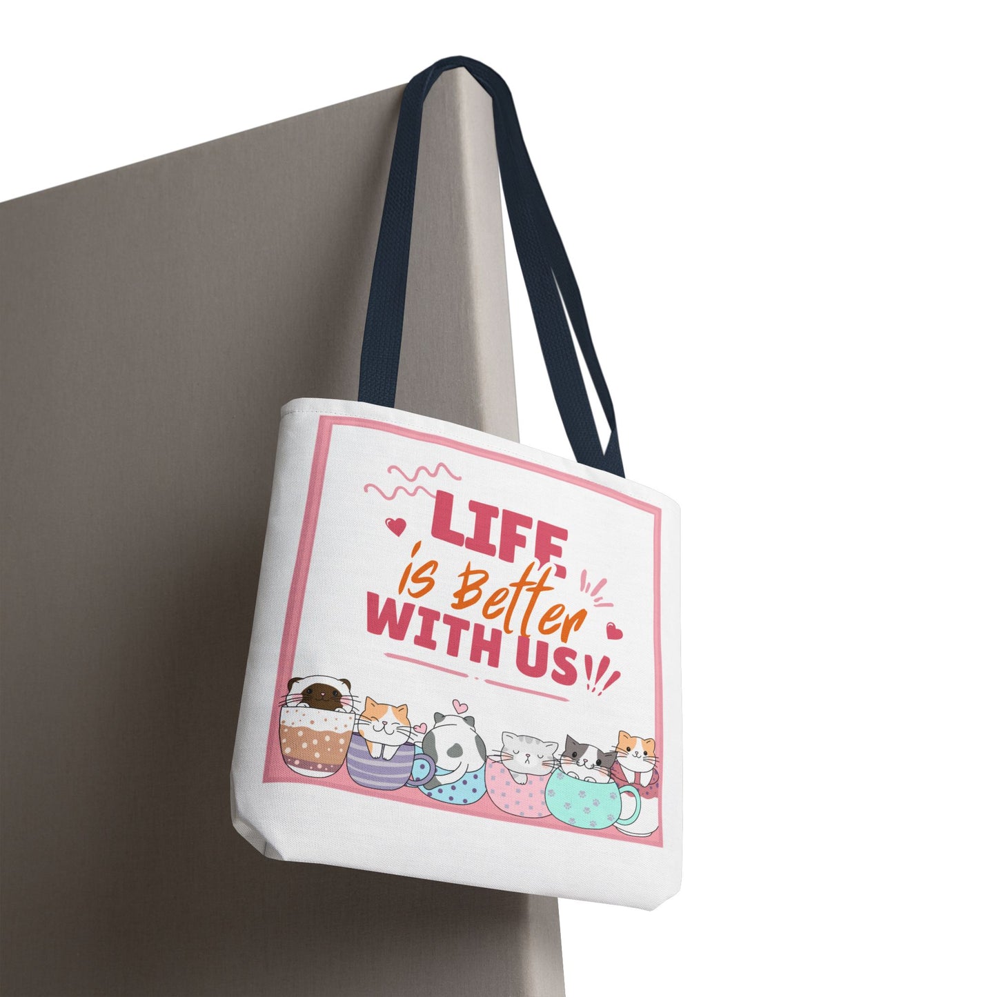 Whimsical Cat Tote Bag - "Life is Better with Us" - Cute Pet Lover Gift, Eco-Friendly Shopping Bag, Fun Summer Accessory, Stylish [...]