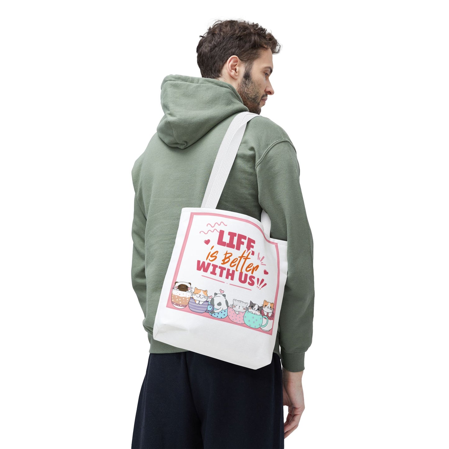 Whimsical Cat Tote Bag - "Life is Better with Us" - Cute Pet Lover Gift, Eco-Friendly Shopping Bag, Fun Summer Accessory, Stylish [...]
