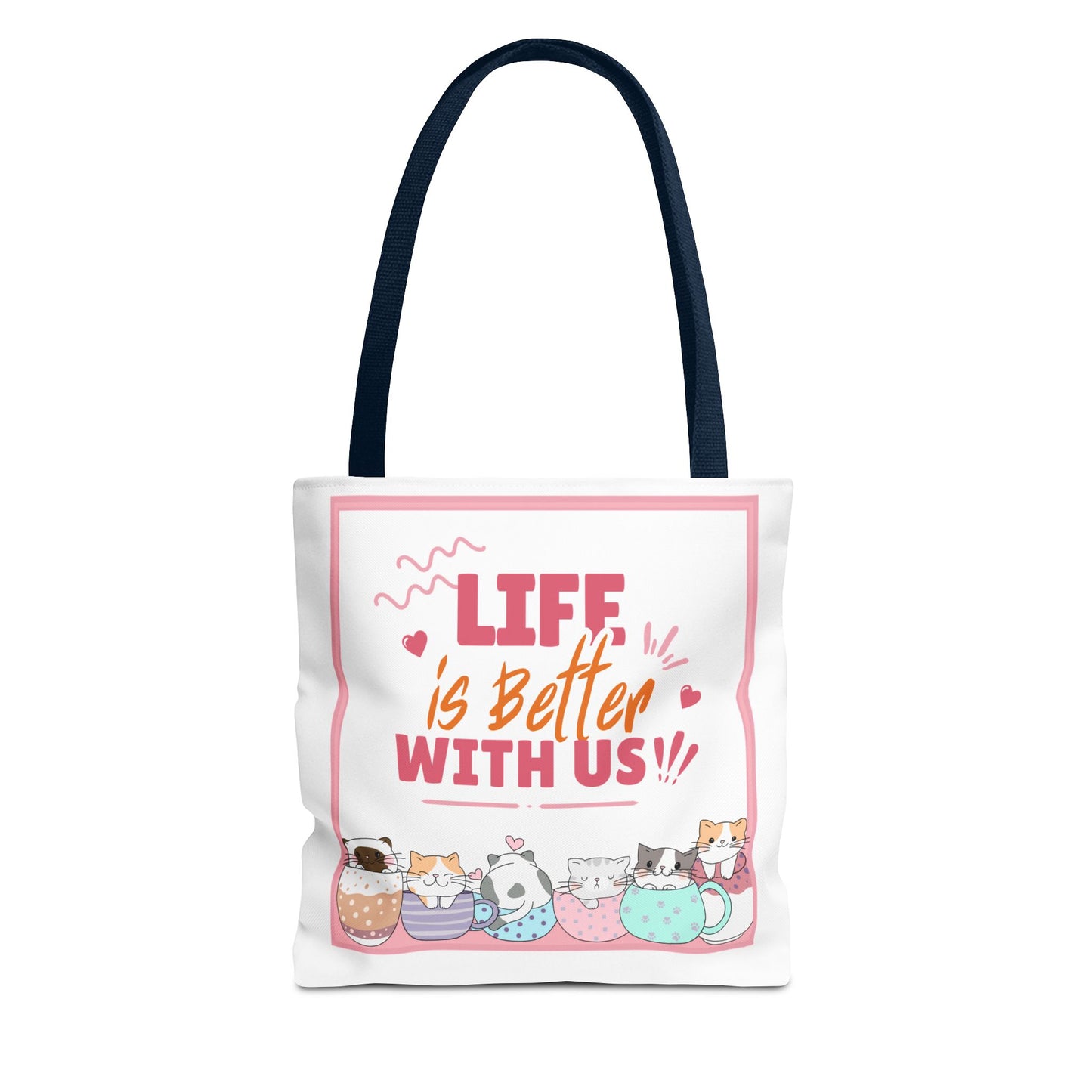 Whimsical Cat Tote Bag - "Life is Better with Us" - Cute Pet Lover Gift, Eco-Friendly Shopping Bag, Fun Summer Accessory, Stylish [...]