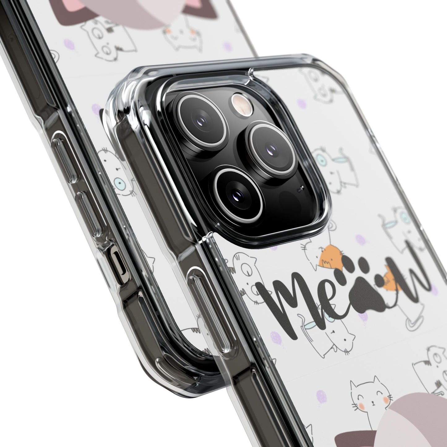 Cute Cat Magnetic Phone Case – “Meow” Design | Pet Lover Gift | iPhone 14–16 Series | Cat Mom Essential by Pawsy Prints