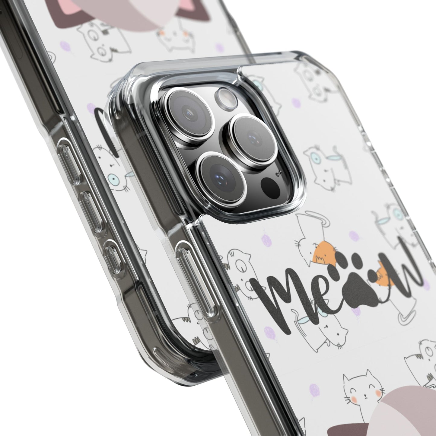 Cute Cat Magnetic Phone Case – “Meow” Design | Pet Lover Gift | iPhone 14–16 Series | Cat Mom Essential by Pawsy Prints