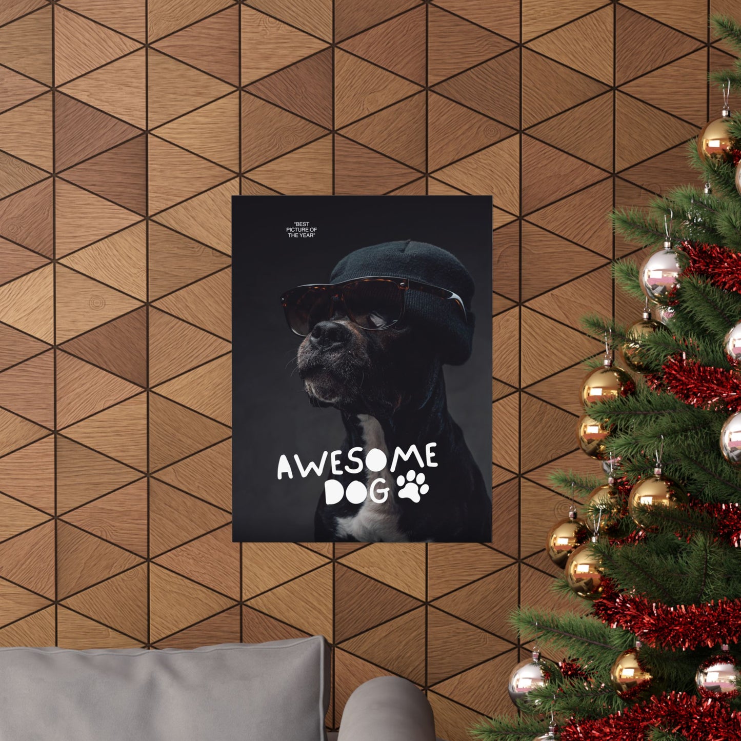 Awesome Dog Matted Poster, Dog Lover Decor, Pet Owner Gift, Fun Wall Art, Unique Home Decor, Dog-Themed Artwork