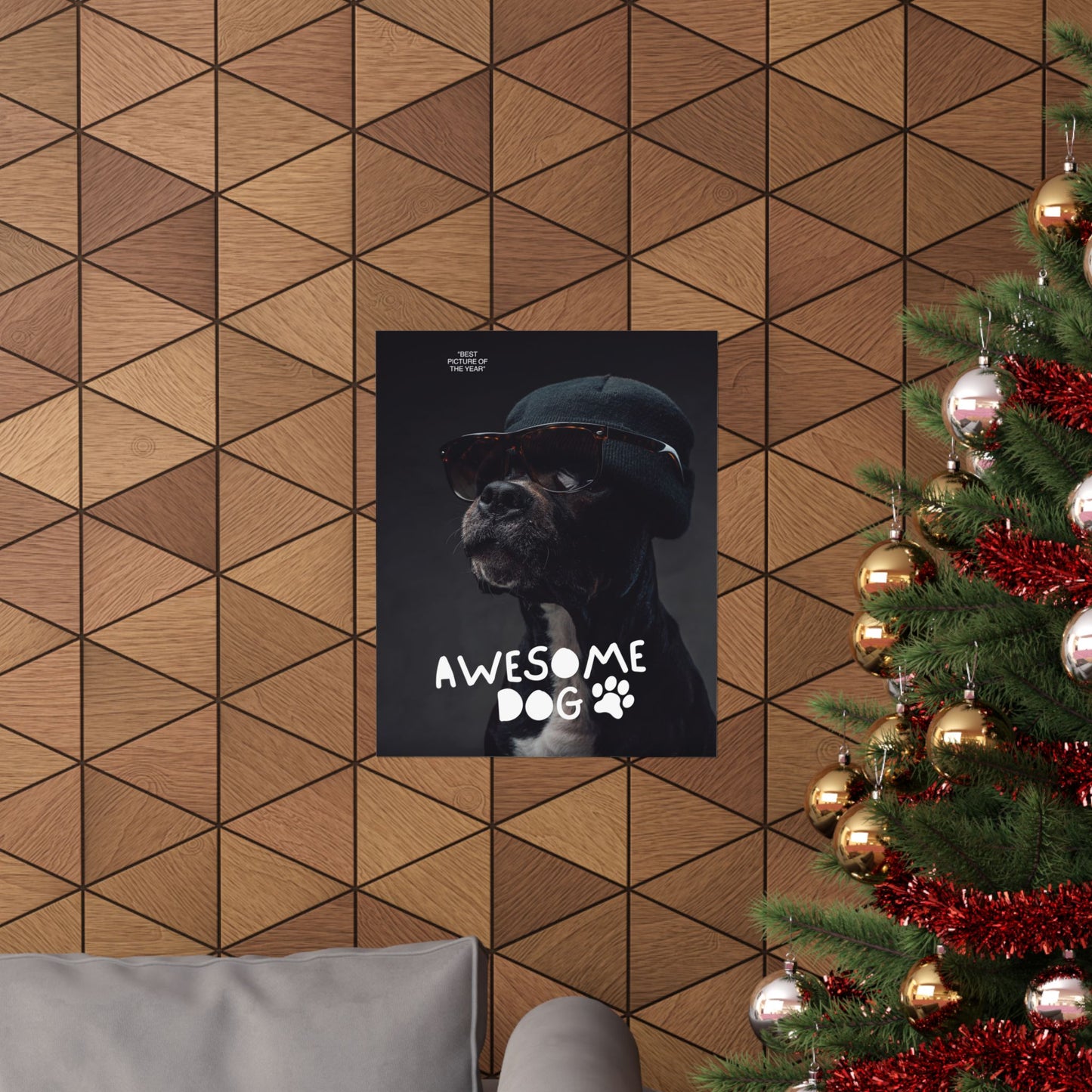 Awesome Dog Matted Poster, Dog Lover Decor, Pet Owner Gift, Fun Wall Art, Unique Home Decor, Dog-Themed Artwork