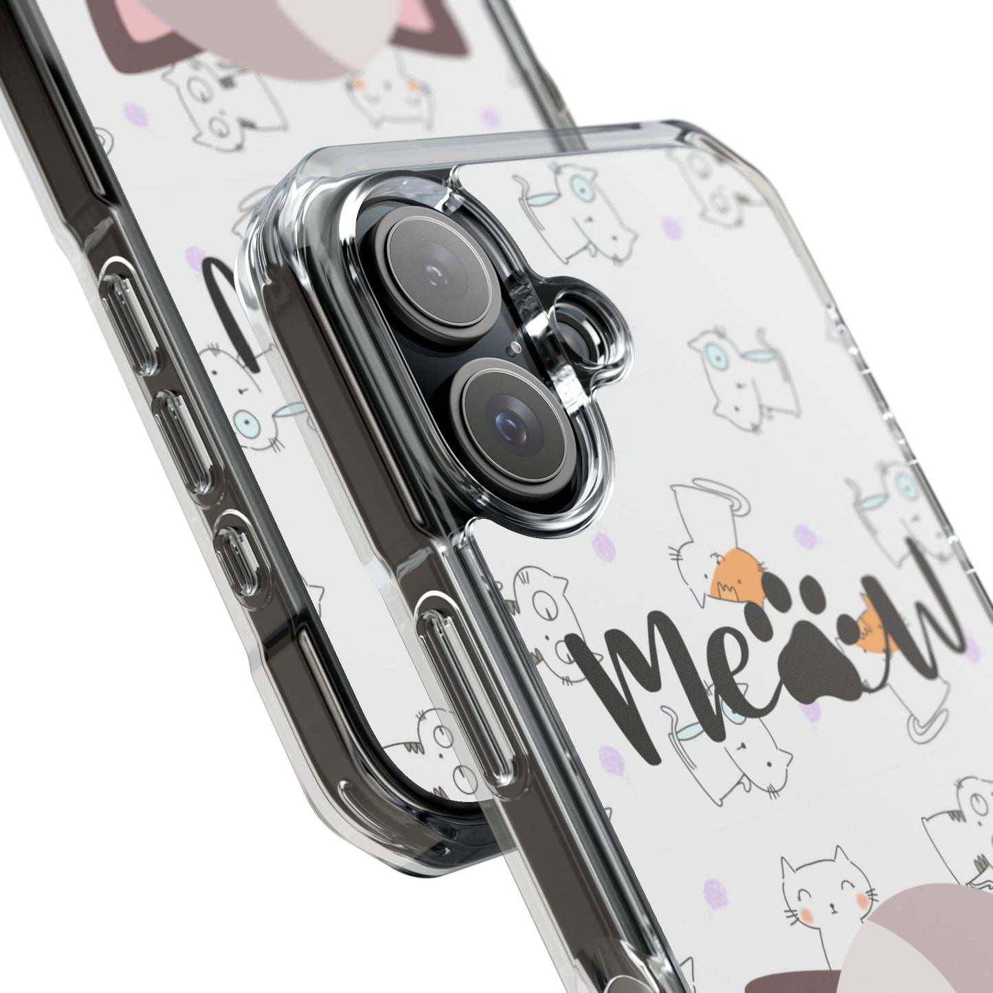 Cute Cat Magnetic Phone Case – “Meow” Design | Pet Lover Gift | iPhone 14–16 Series | Cat Mom Essential by Pawsy Prints