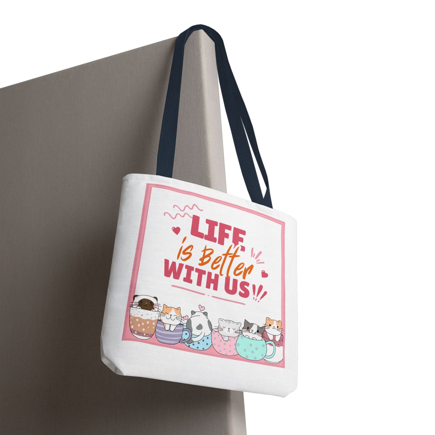 Whimsical Cat Tote Bag - "Life is Better with Us" - Cute Pet Lover Gift, Eco-Friendly Shopping Bag, Fun Summer Accessory, Stylish [...]