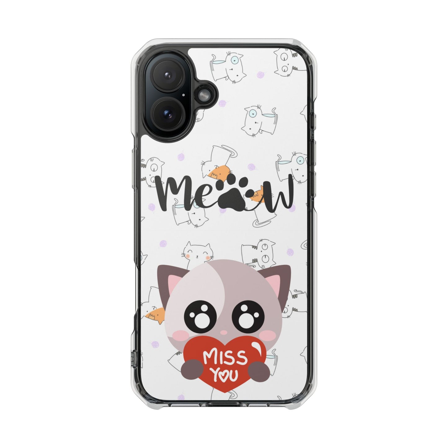 Cute Cat Magnetic Phone Case – “Meow” Design | Pet Lover Gift | iPhone 14–16 Series | Cat Mom Essential by Pawsy Prints