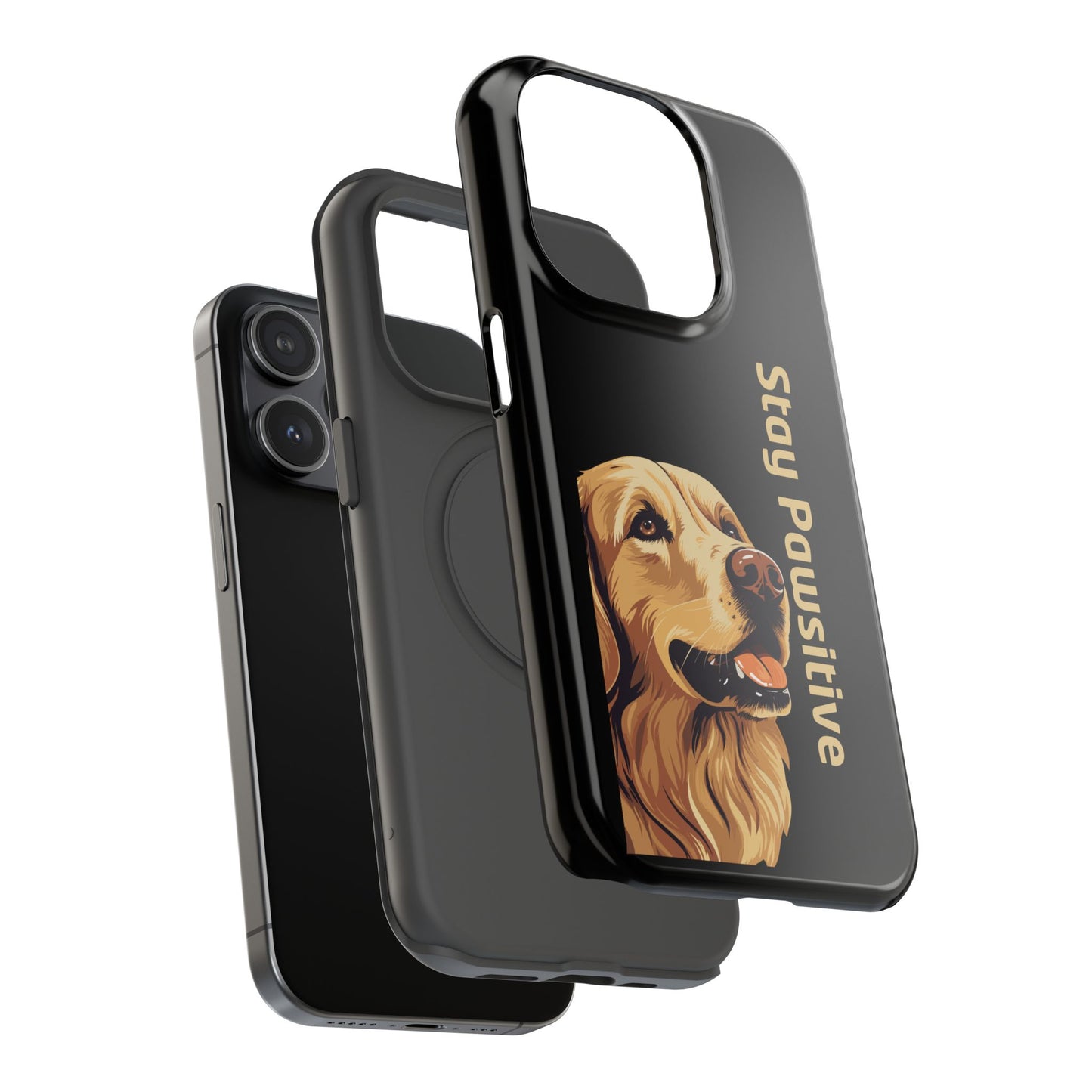 Golden Retriever Phone Case – Stay Pawsitive | Dog Lover Gift | iPhone 17 Pro Max & 17 Series | Glossy Finish | Pawsy Prints