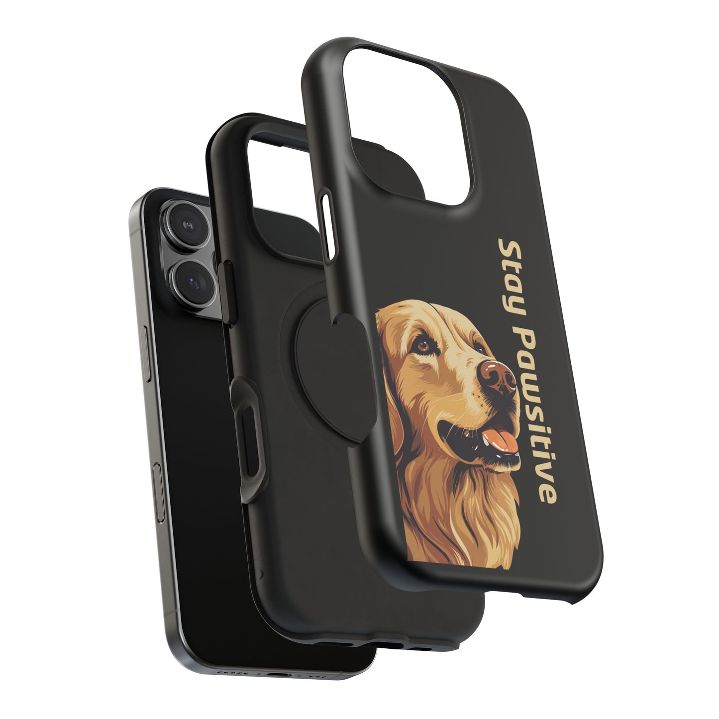 Golden Retriever Phone Case – Stay Pawsitive | Dog Lover Gift | iPhone 17 Pro Max & 17 Series | Glossy Finish | Pawsy Prints