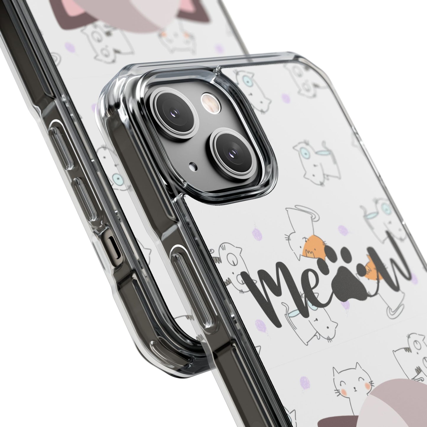 Cute Cat Magnetic Phone Case – “Meow” Design | Pet Lover Gift | iPhone 14–16 Series | Cat Mom Essential by Pawsy Prints