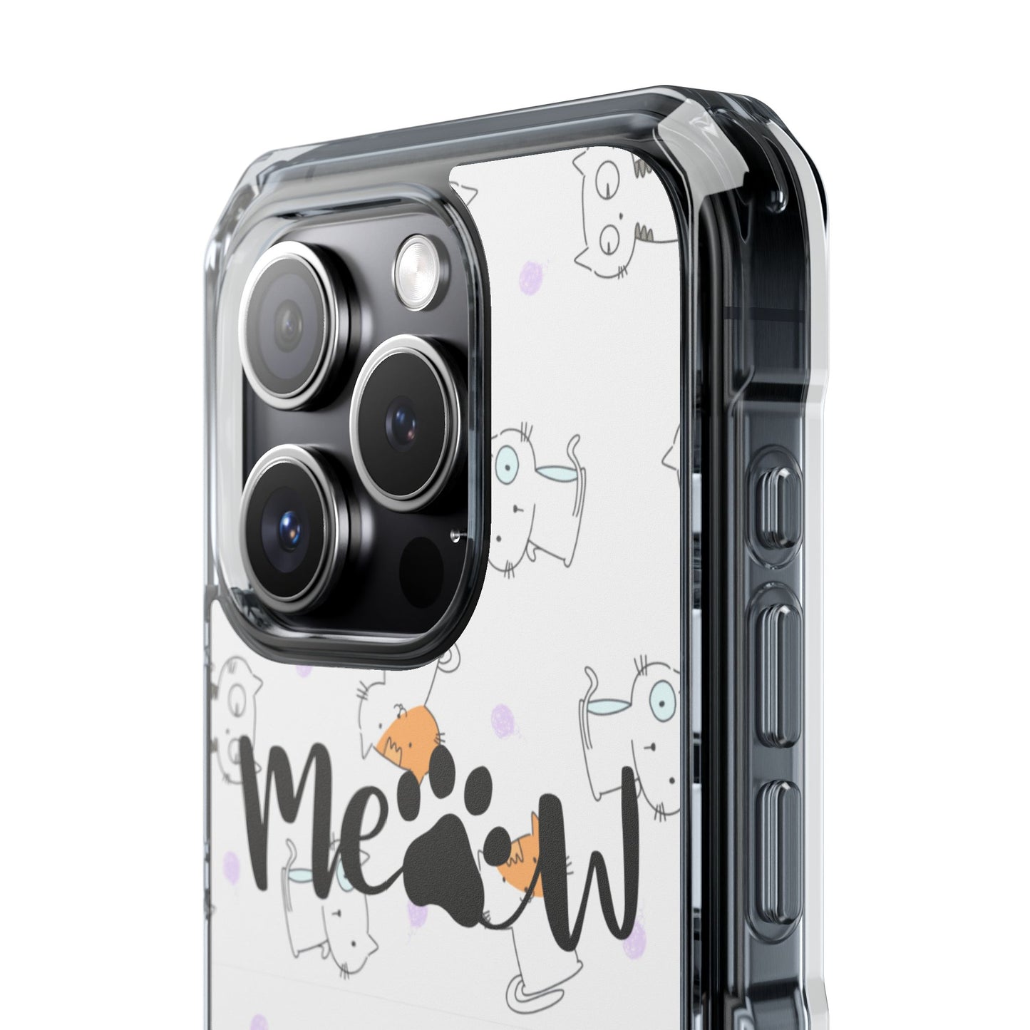 Cute Cat Magnetic Phone Case – “Meow” Design | Pet Lover Gift | iPhone 14–16 Series | Cat Mom Essential by Pawsy Prints
