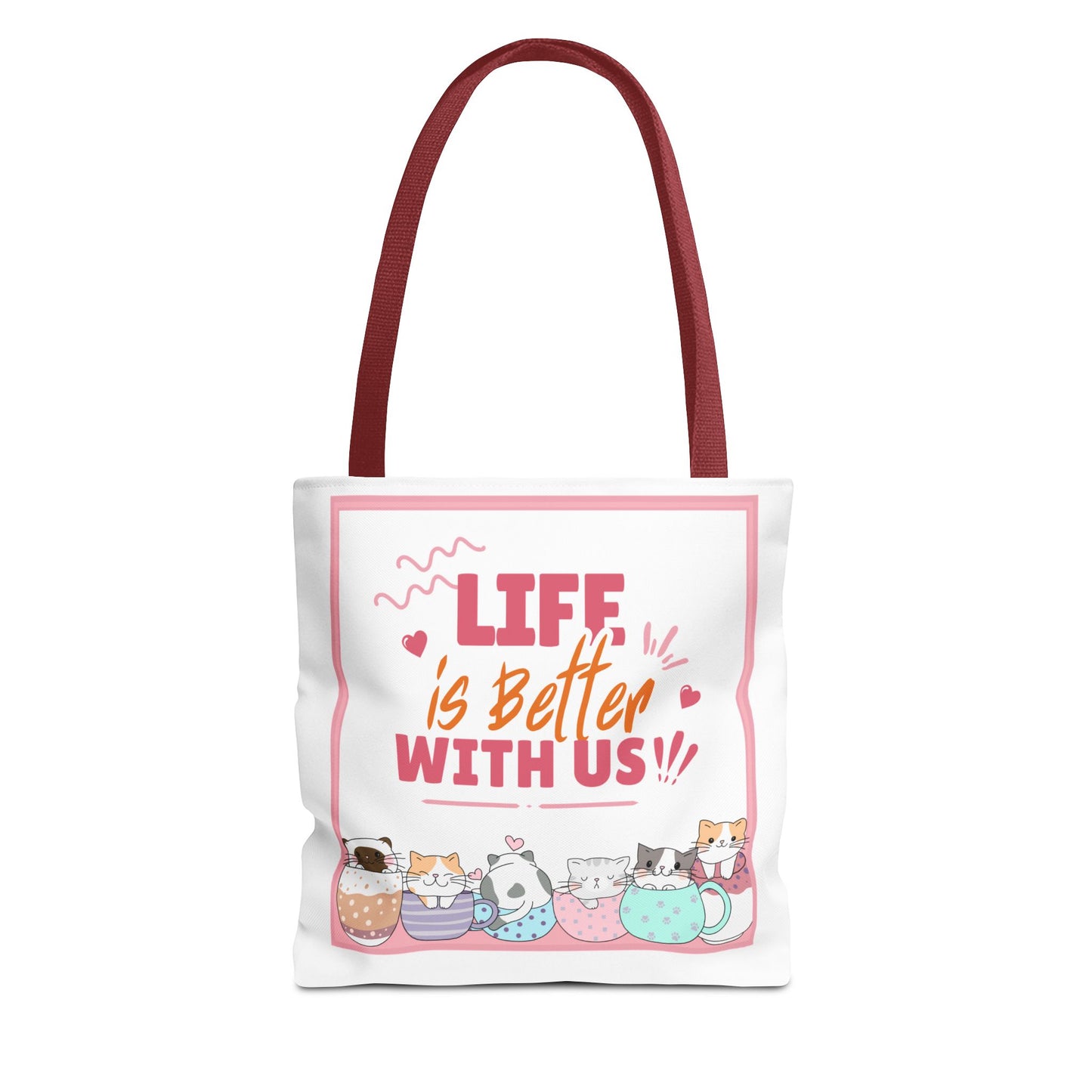 Whimsical Cat Tote Bag - "Life is Better with Us" - Cute Pet Lover Gift, Eco-Friendly Shopping Bag, Fun Summer Accessory, Stylish [...]