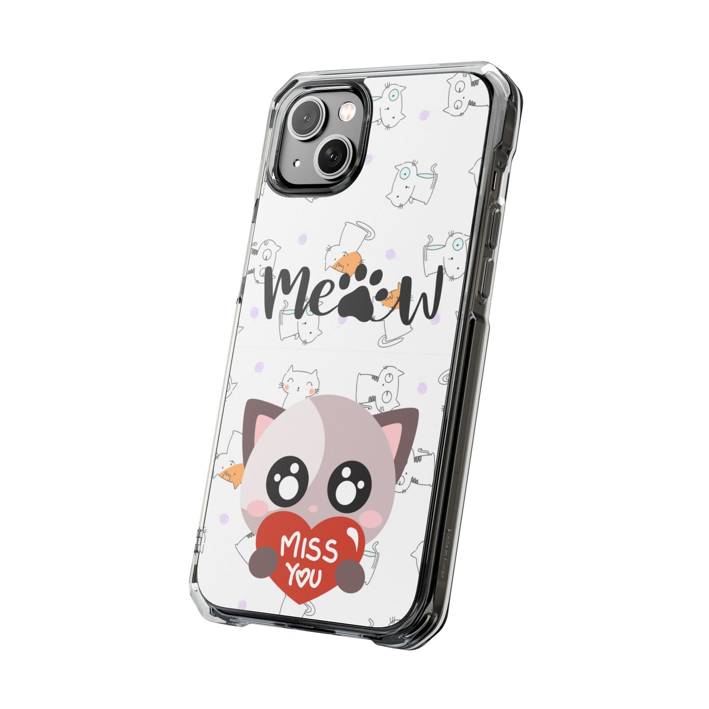 Cute Cat Magnetic Phone Case – “Meow” Design | Pet Lover Gift | iPhone 14–16 Series | Cat Mom Essential by Pawsy Prints