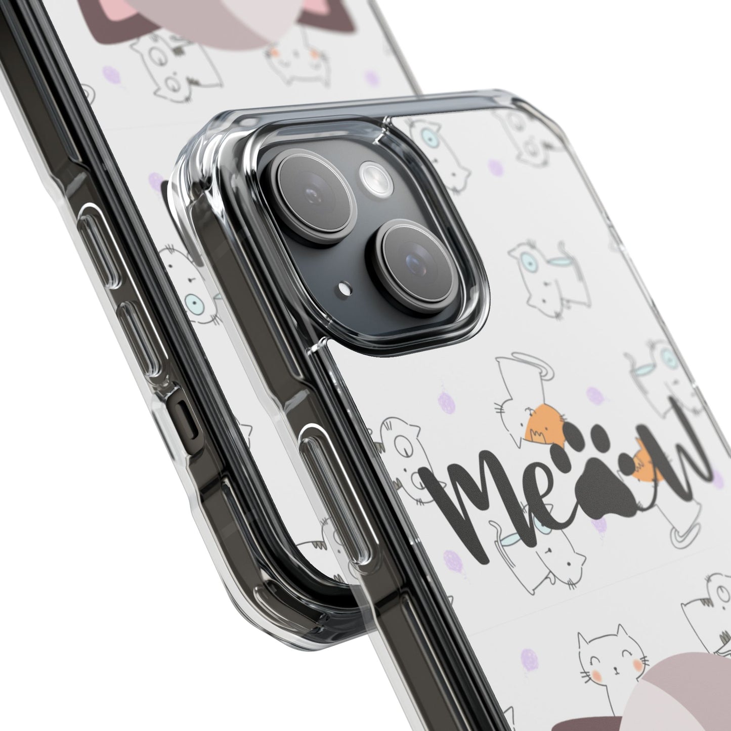 Cute Cat Magnetic Phone Case – “Meow” Design | Pet Lover Gift | iPhone 14–16 Series | Cat Mom Essential by Pawsy Prints