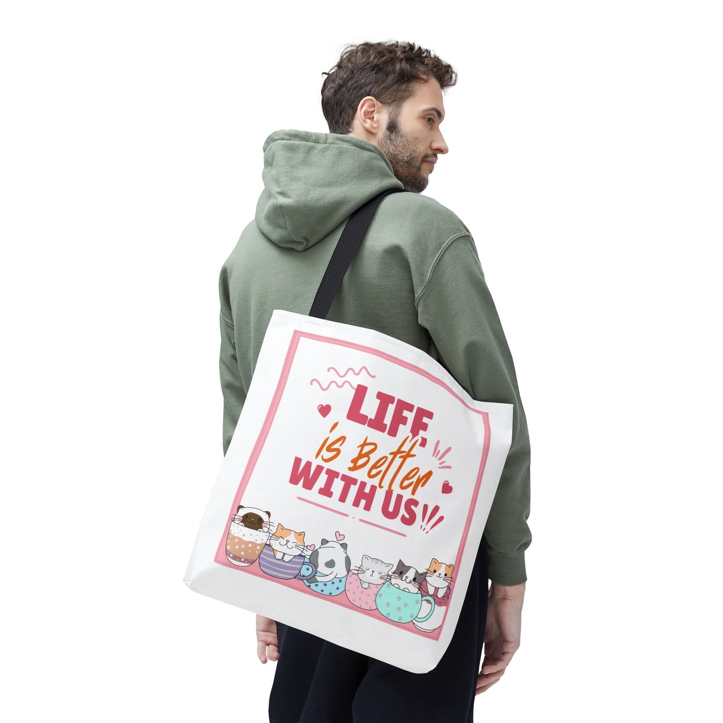 Whimsical Cat Tote Bag - "Life is Better with Us" - Cute Pet Lover Gift, Eco-Friendly Shopping Bag, Fun Summer Accessory, Stylish [...]