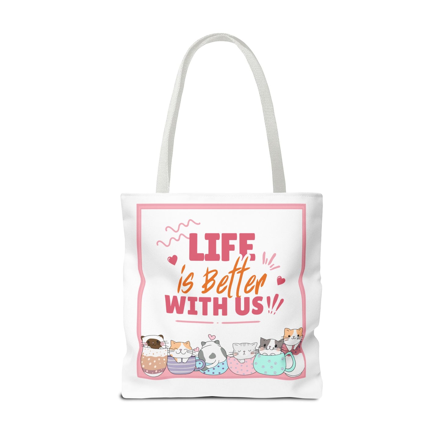 Whimsical Cat Tote Bag - "Life is Better with Us" - Cute Pet Lover Gift, Eco-Friendly Shopping Bag, Fun Summer Accessory, Stylish [...]