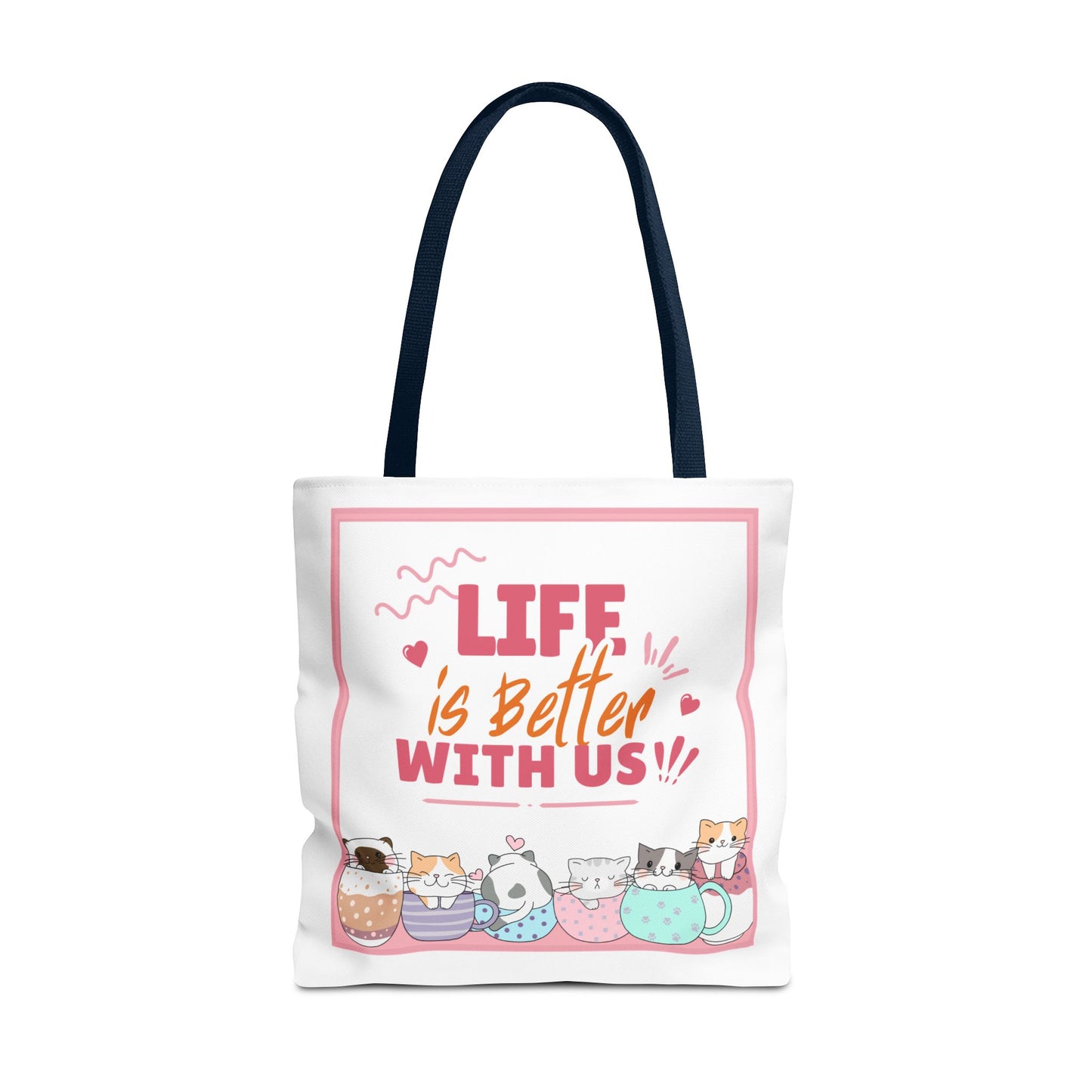 Whimsical Cat Tote Bag - "Life is Better with Us" - Cute Pet Lover Gift, Eco-Friendly Shopping Bag, Fun Summer Accessory, Stylish [...]