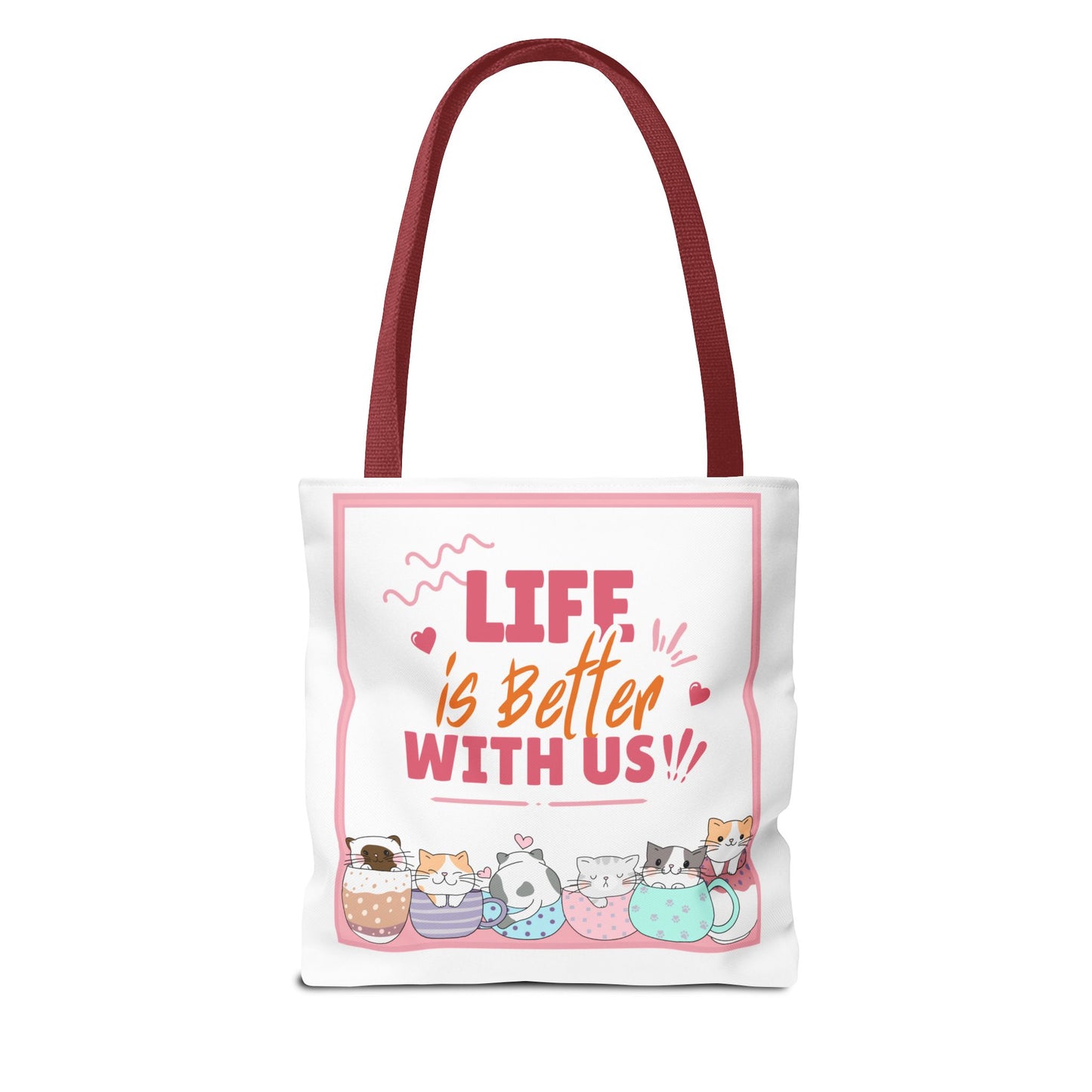 Whimsical Cat Tote Bag - "Life is Better with Us" - Cute Pet Lover Gift, Eco-Friendly Shopping Bag, Fun Summer Accessory, Stylish [...]