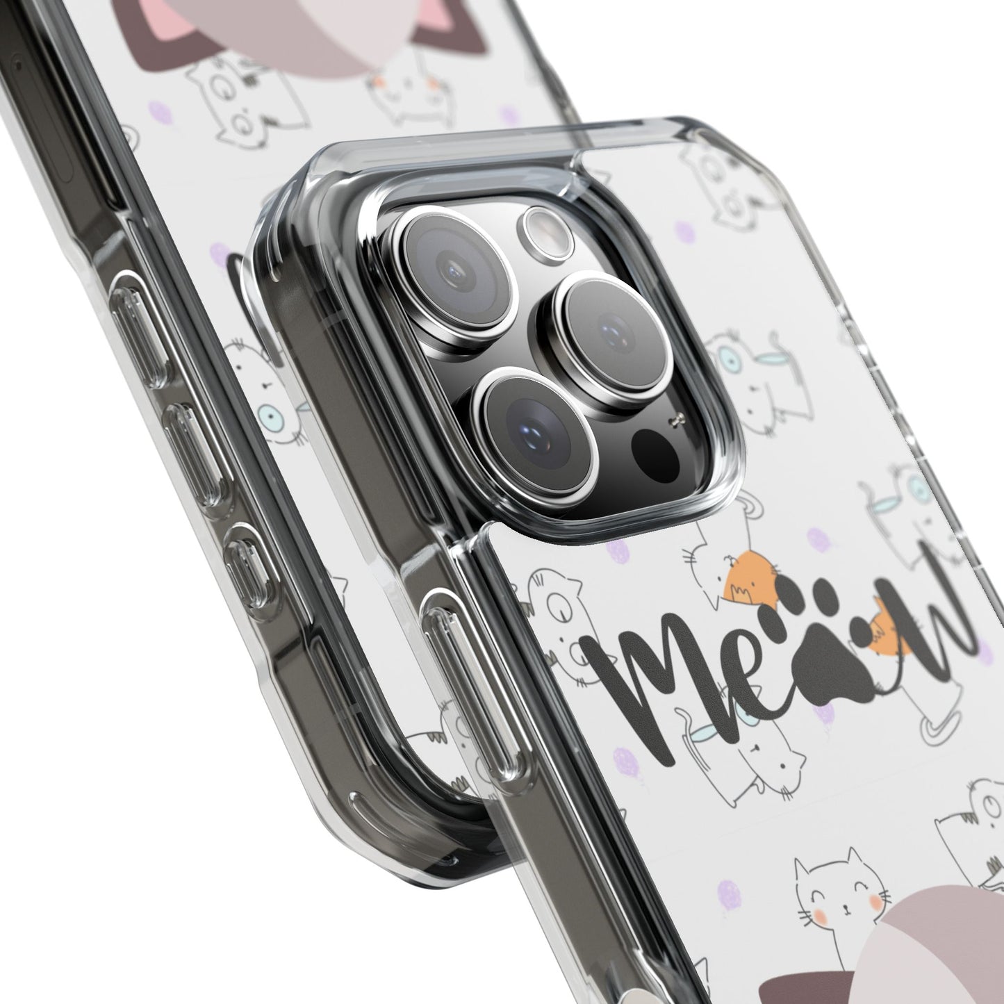 Cute Cat Magnetic Phone Case – “Meow” Design | Pet Lover Gift | iPhone 14–16 Series | Cat Mom Essential by Pawsy Prints