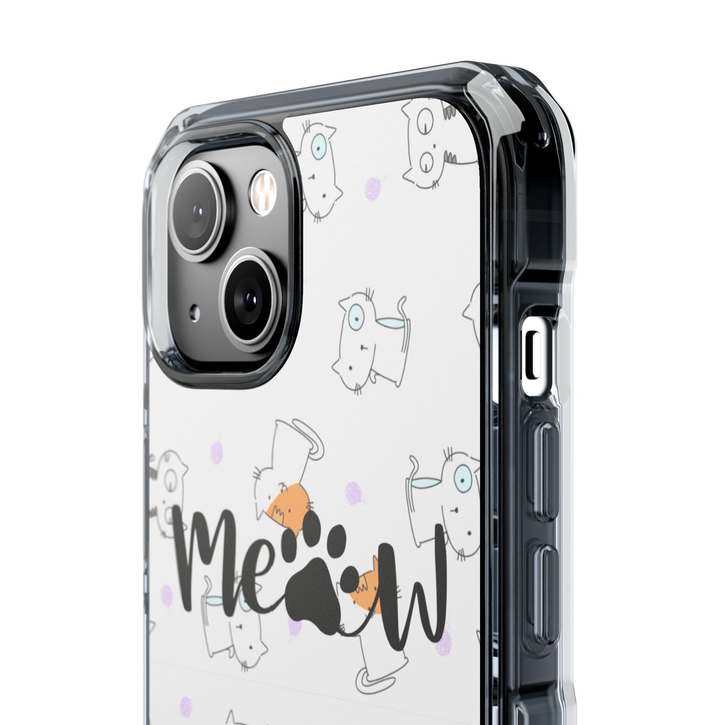 Cute Cat Magnetic Phone Case – “Meow” Design | Pet Lover Gift | iPhone 14–16 Series | Cat Mom Essential by Pawsy Prints