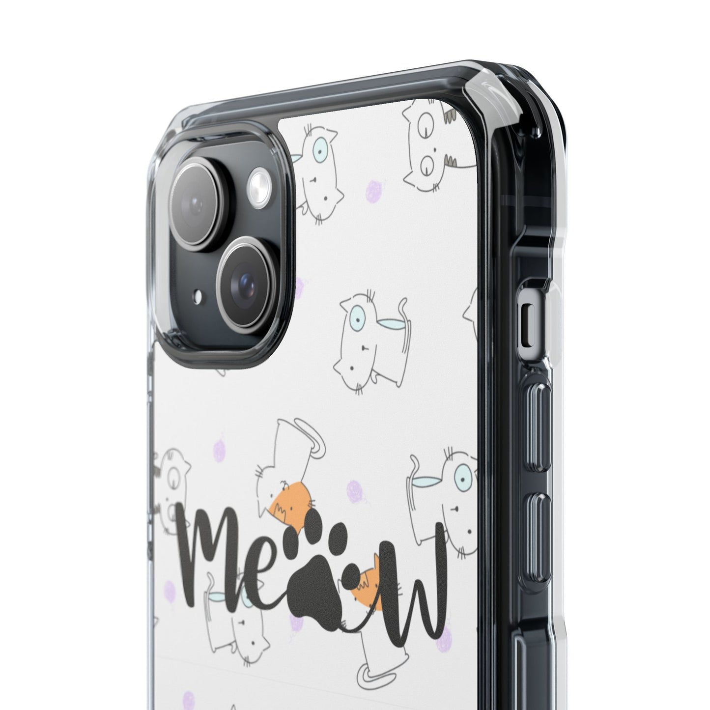 Cute Cat Magnetic Phone Case – “Meow” Design | Pet Lover Gift | iPhone 14–16 Series | Cat Mom Essential by Pawsy Prints