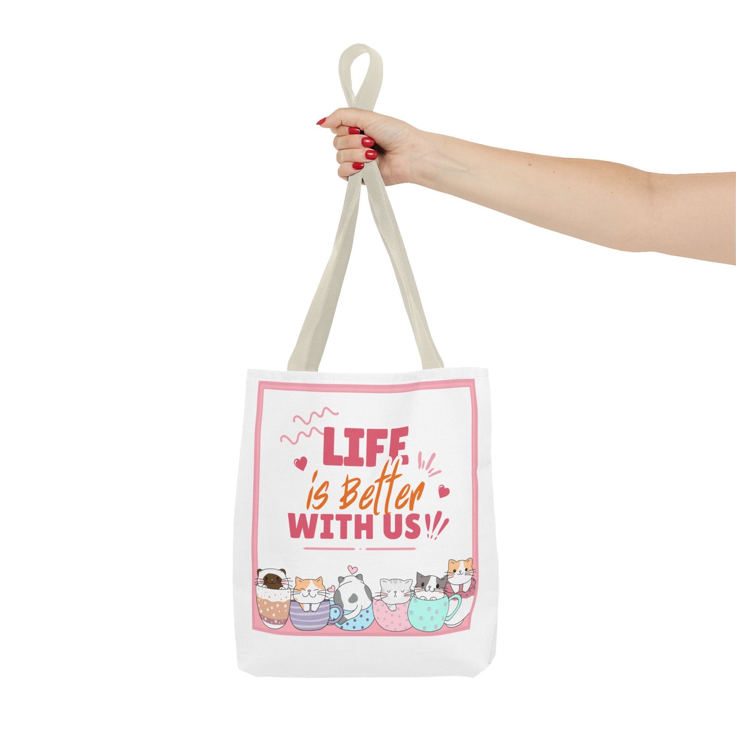 Whimsical Cat Tote Bag - "Life is Better with Us" - Cute Pet Lover Gift, Eco-Friendly Shopping Bag, Fun Summer Accessory, Stylish [...]