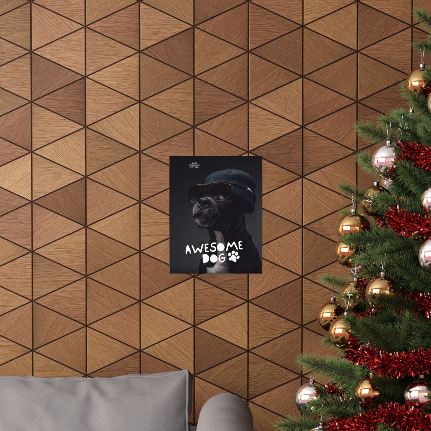 Awesome Dog Matted Poster, Dog Lover Decor, Pet Owner Gift, Fun Wall Art, Unique Home Decor, Dog-Themed Artwork