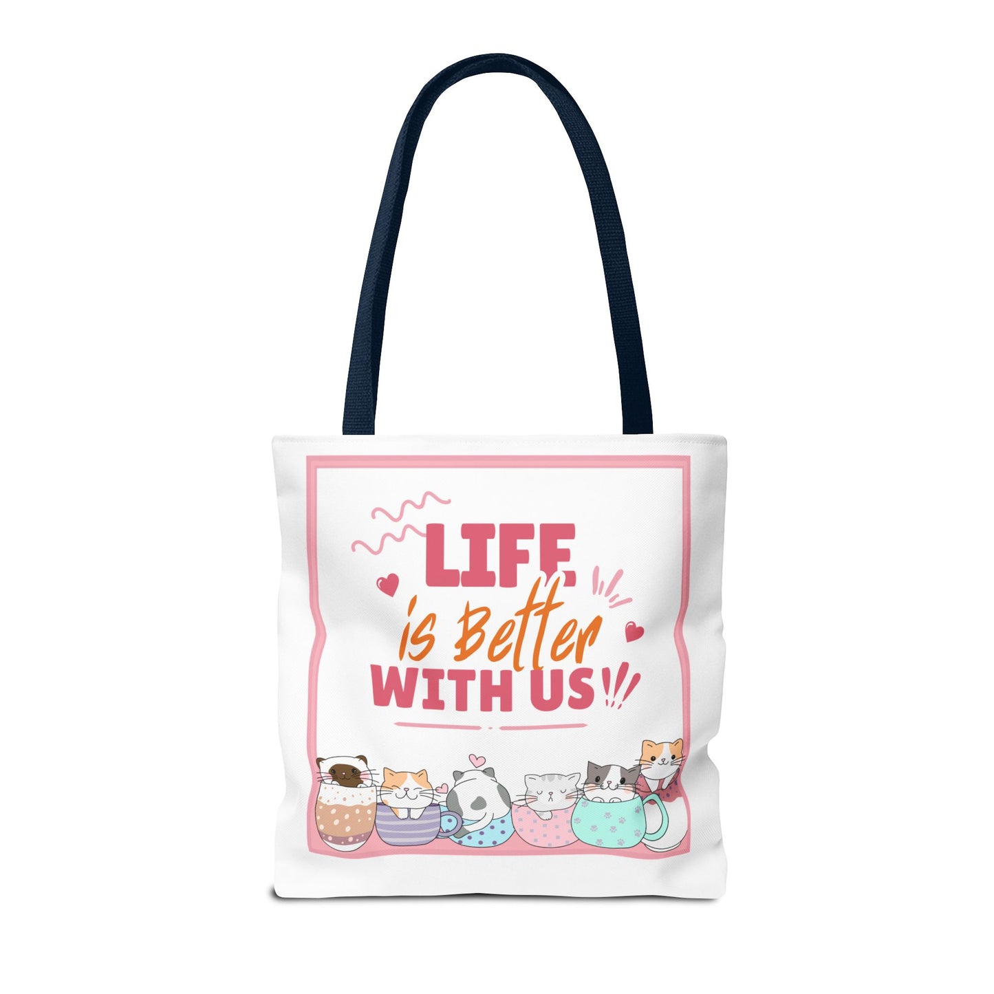 Whimsical Cat Tote Bag - "Life is Better with Us" - Cute Pet Lover Gift, Eco-Friendly Shopping Bag, Fun Summer Accessory, Stylish [...]