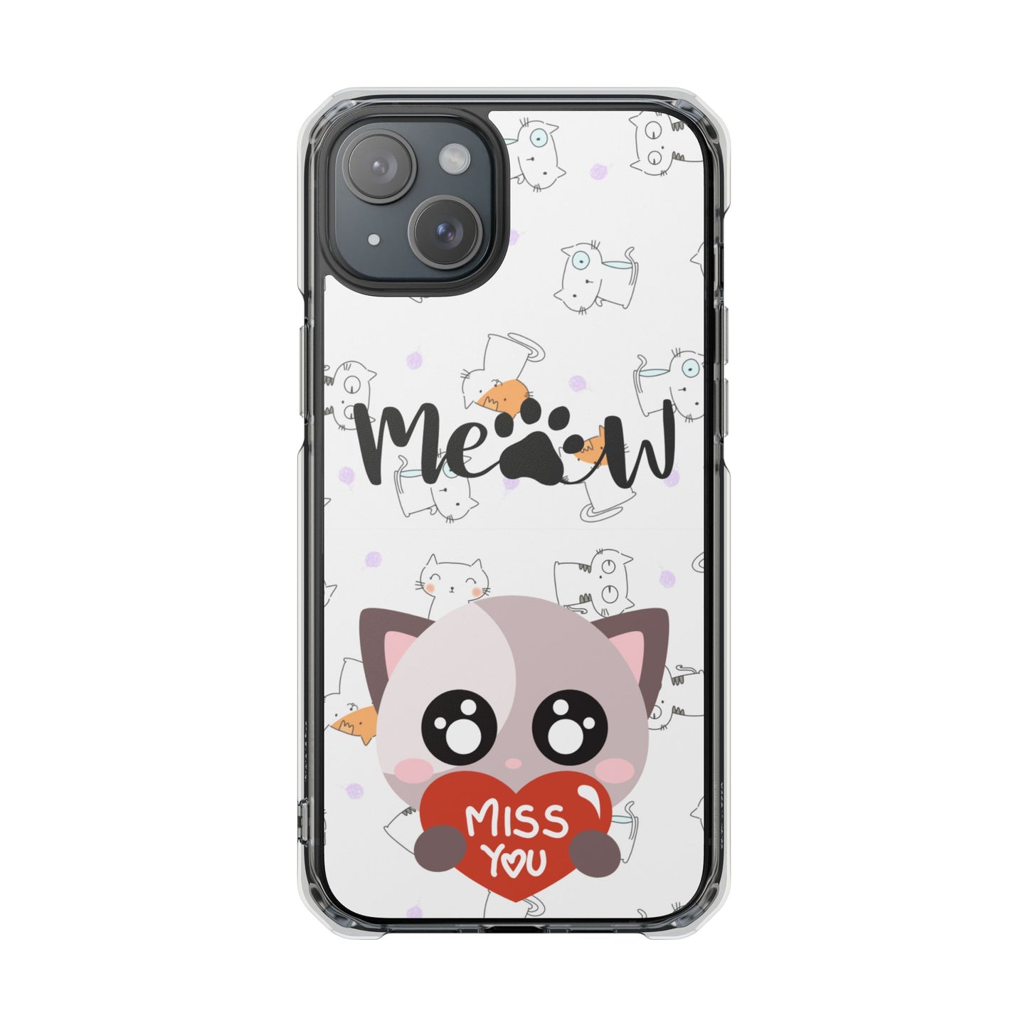 Cute Cat Magnetic Phone Case – “Meow” Design | Pet Lover Gift | iPhone 14–16 Series | Cat Mom Essential by Pawsy Prints