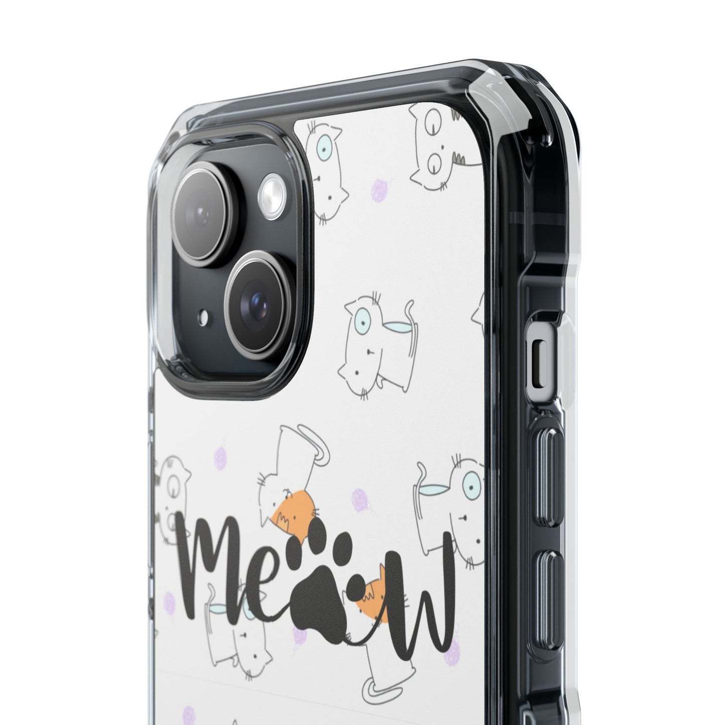 Cute Cat Magnetic Phone Case – “Meow” Design | Pet Lover Gift | iPhone 14–16 Series | Cat Mom Essential by Pawsy Prints