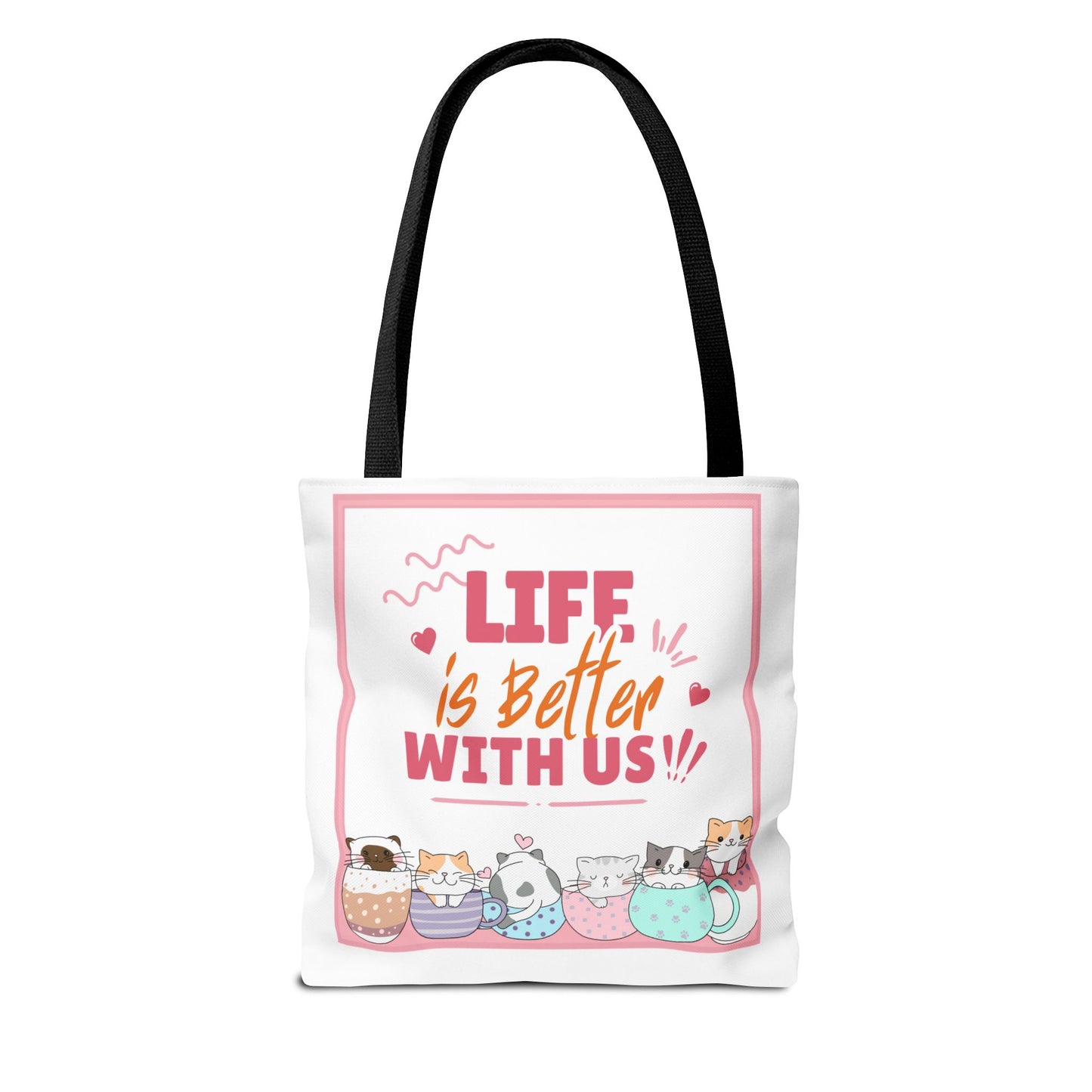 Whimsical Cat Tote Bag - "Life is Better with Us" - Cute Pet Lover Gift, Eco-Friendly Shopping Bag, Fun Summer Accessory, Stylish [...]