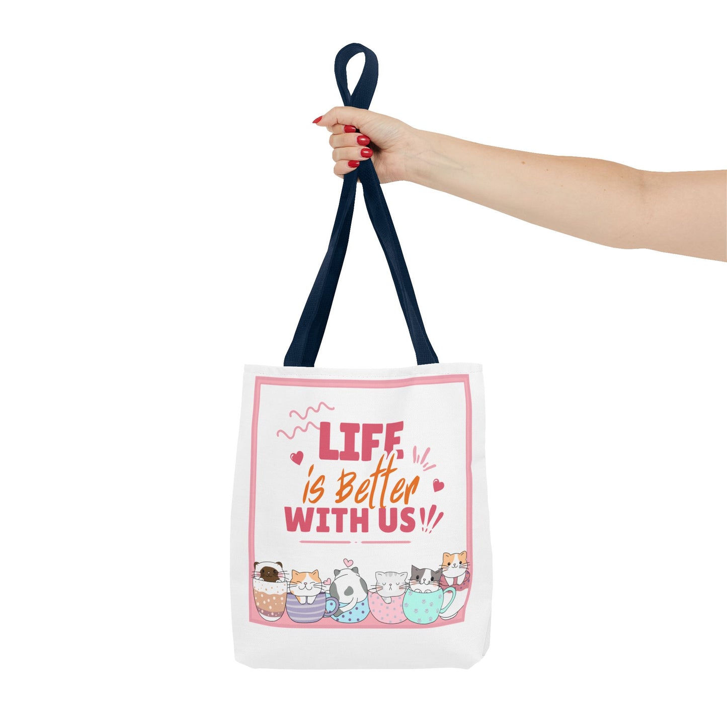 Whimsical Cat Tote Bag - "Life is Better with Us" - Cute Pet Lover Gift, Eco-Friendly Shopping Bag, Fun Summer Accessory, Stylish [...]