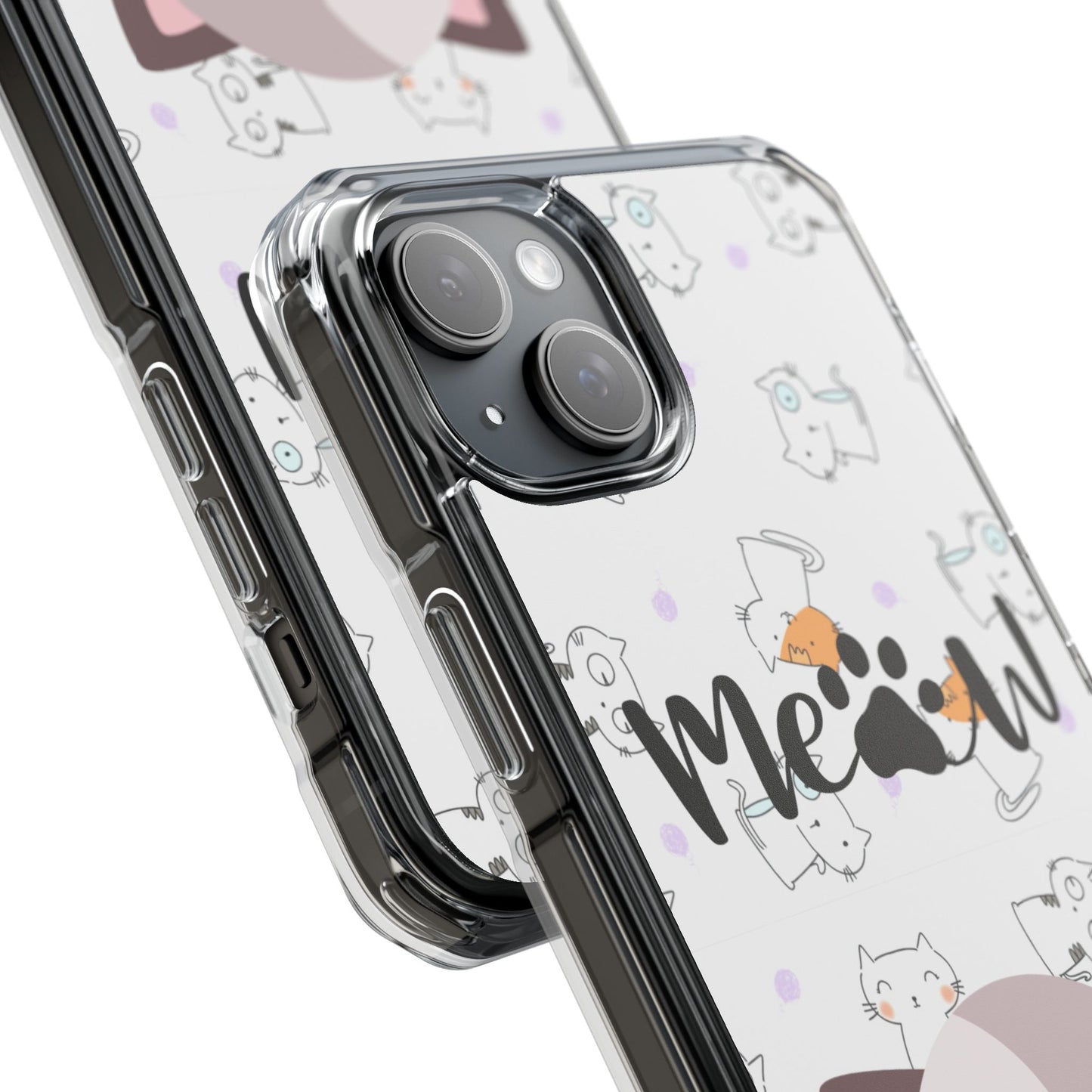 Cute Cat Magnetic Phone Case – “Meow” Design | Pet Lover Gift | iPhone 14–16 Series | Cat Mom Essential by Pawsy Prints