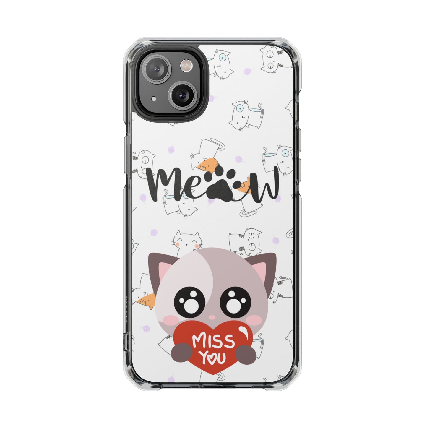 Cute Cat Magnetic Phone Case – “Meow” Design | Pet Lover Gift | iPhone 14–16 Series | Cat Mom Essential by Pawsy Prints