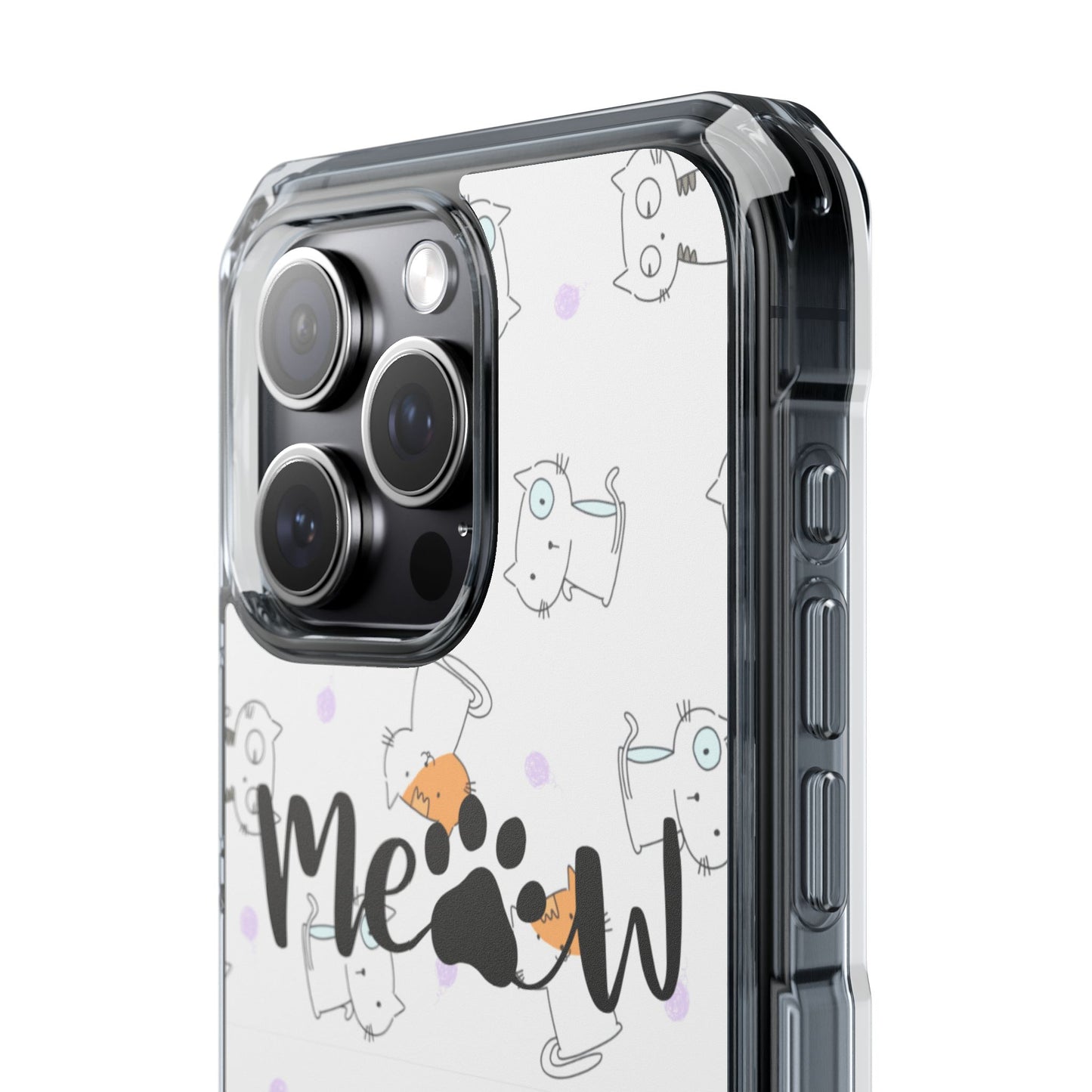 Cute Cat Magnetic Phone Case – “Meow” Design | Pet Lover Gift | iPhone 14–16 Series | Cat Mom Essential by Pawsy Prints
