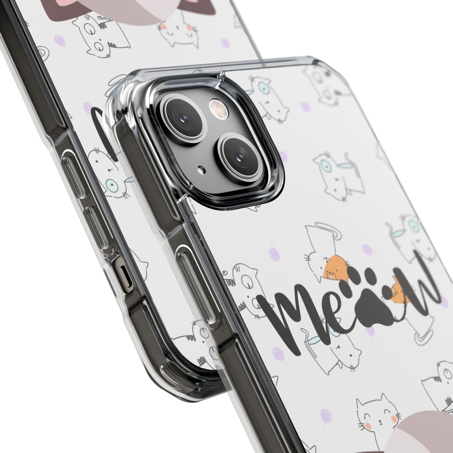 Cute Cat Magnetic Phone Case – “Meow” Design | Pet Lover Gift | iPhone 14–16 Series | Cat Mom Essential by Pawsy Prints