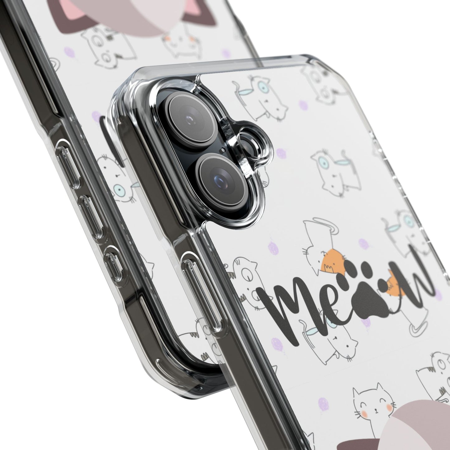 Cute Cat Magnetic Phone Case – “Meow” Design | Pet Lover Gift | iPhone 14–16 Series | Cat Mom Essential by Pawsy Prints