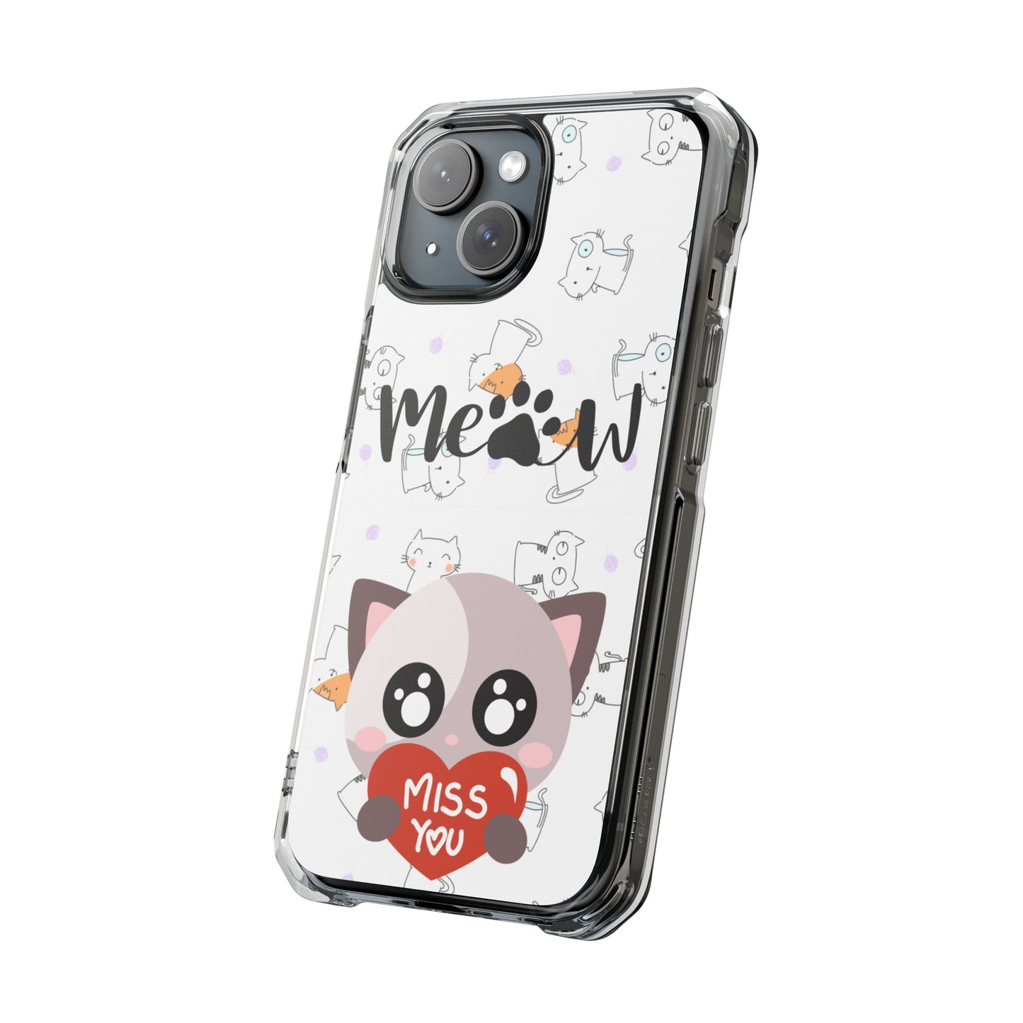 Cute Cat Magnetic Phone Case – “Meow” Design | Pet Lover Gift | iPhone 14–16 Series | Cat Mom Essential by Pawsy Prints